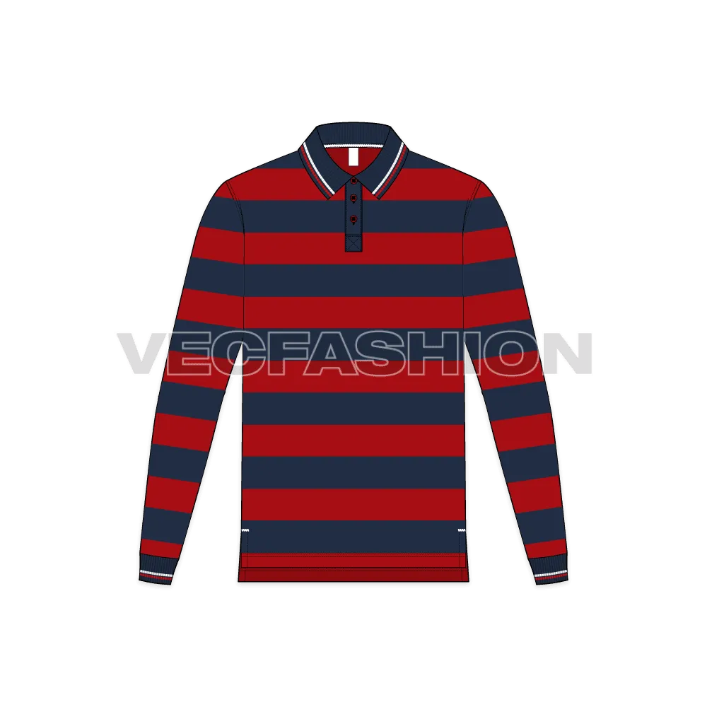 Mens Striped Polo Shirt Full Sleeved