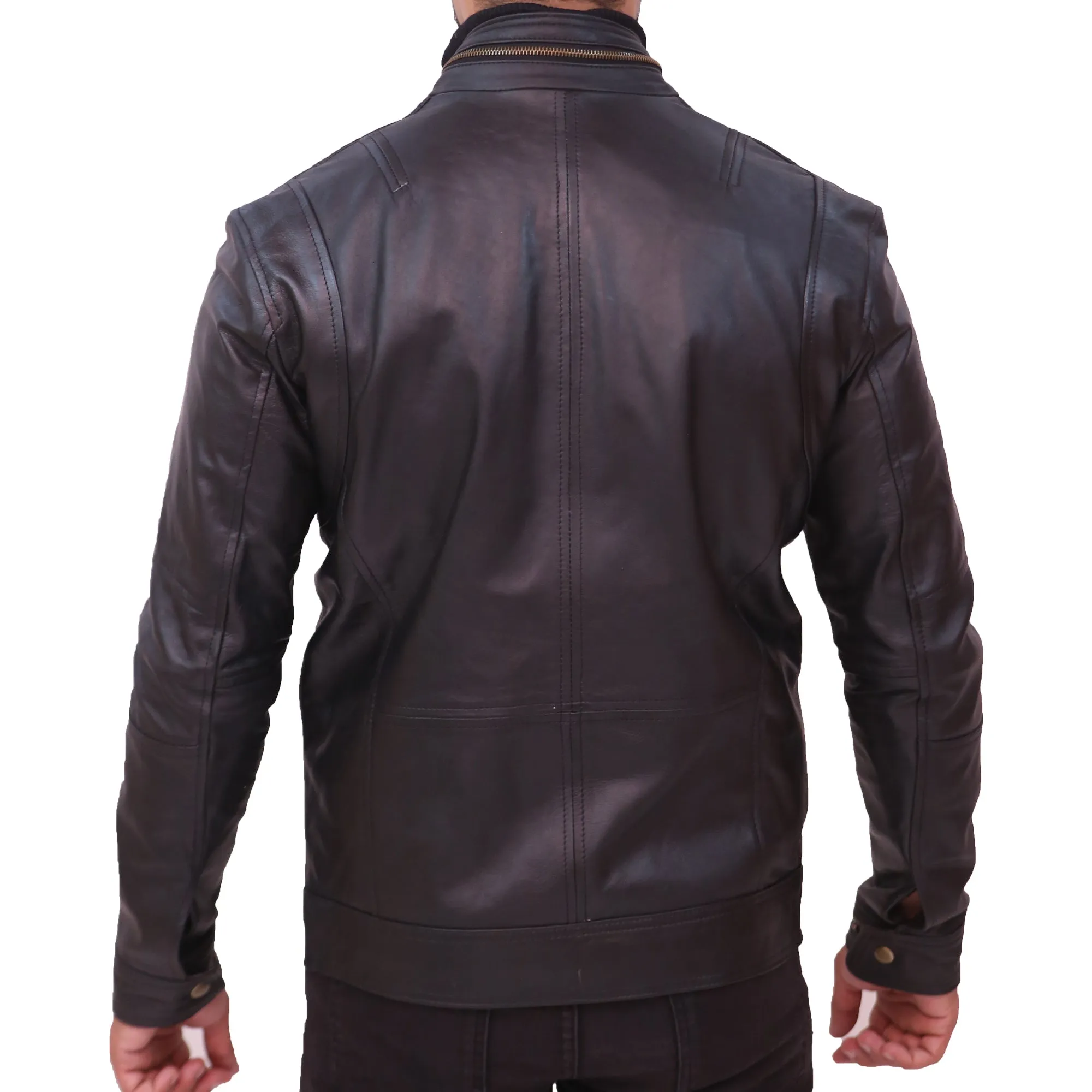 Moffit Men's Black Leather Motorcycle Jacket