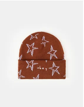 Obey Stars Beanie - Sepia Multi