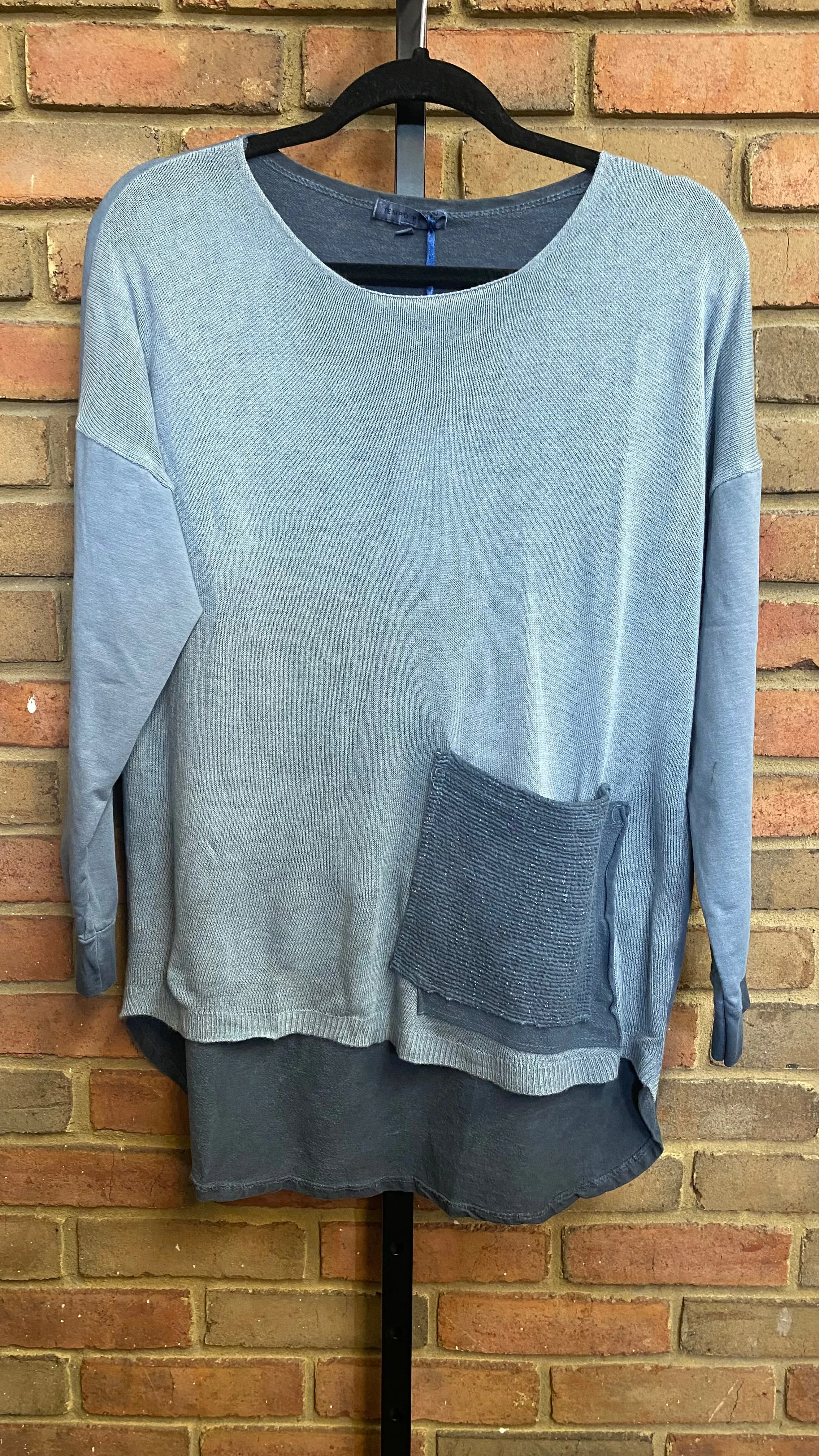 One Pocket Round Neck Sweater #873