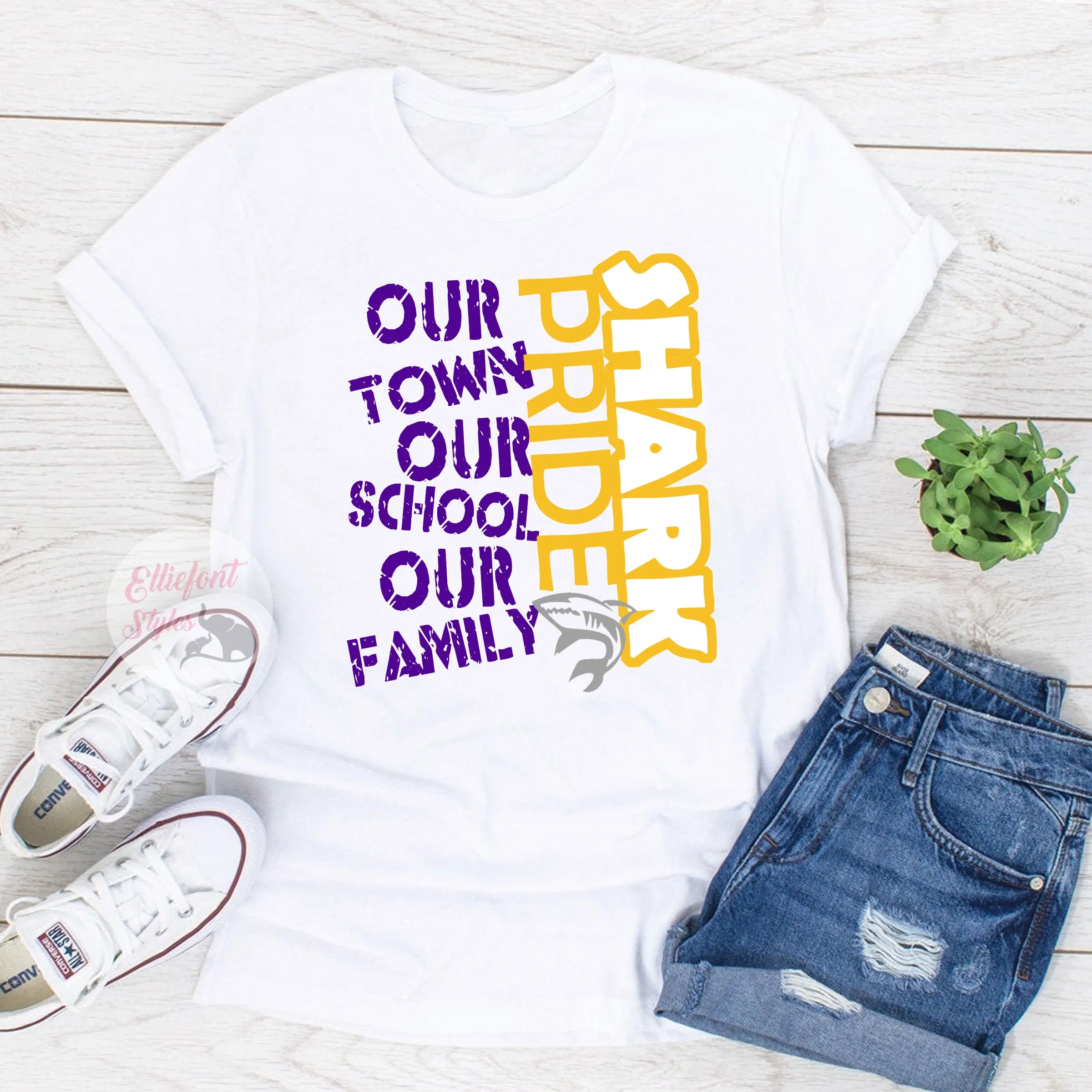 Our Town Our School Our Family School Pride Spirit Shirt Sharks