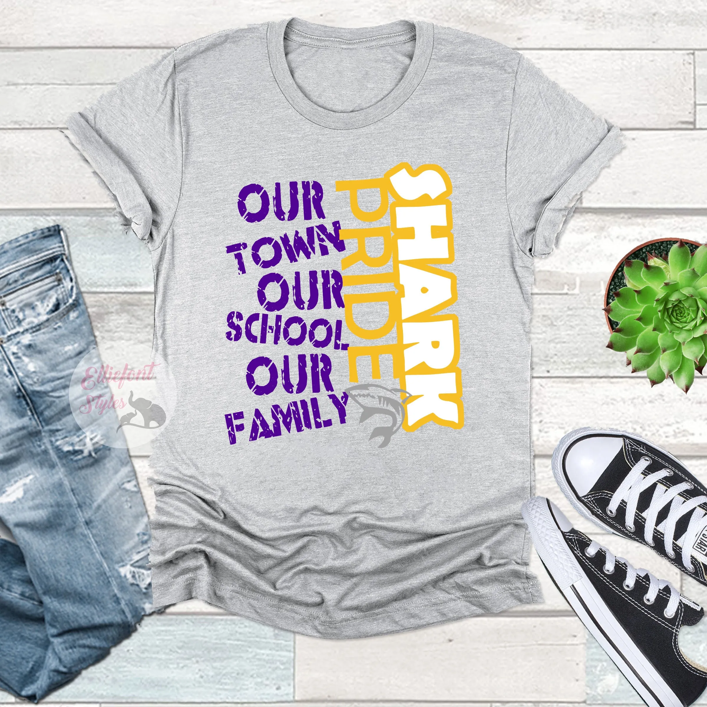 Our Town Our School Our Family School Pride Spirit Shirt Sharks