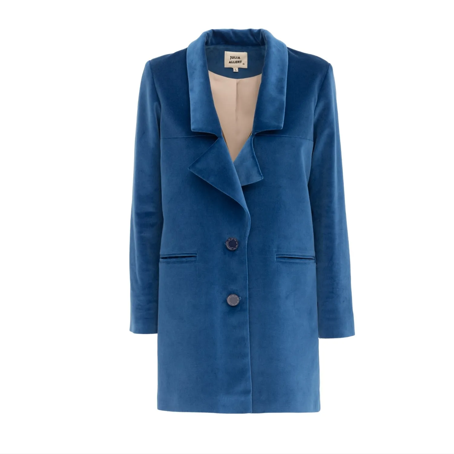 Oversized Single-Breasted Blazer Velvet Blue