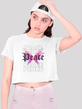 Peace White Crop Top For Women