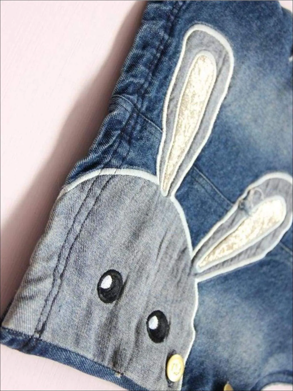 Peekaboo Bunny Face Denim Overall Dress Set