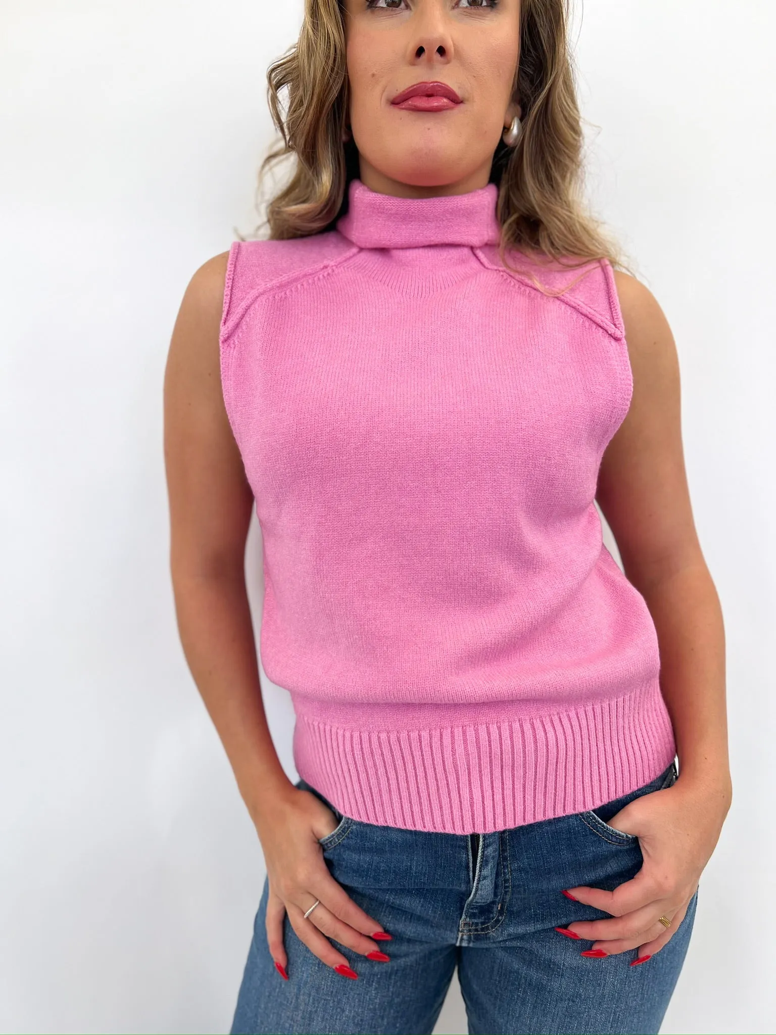 Pink Pensie Knit Turtleneck