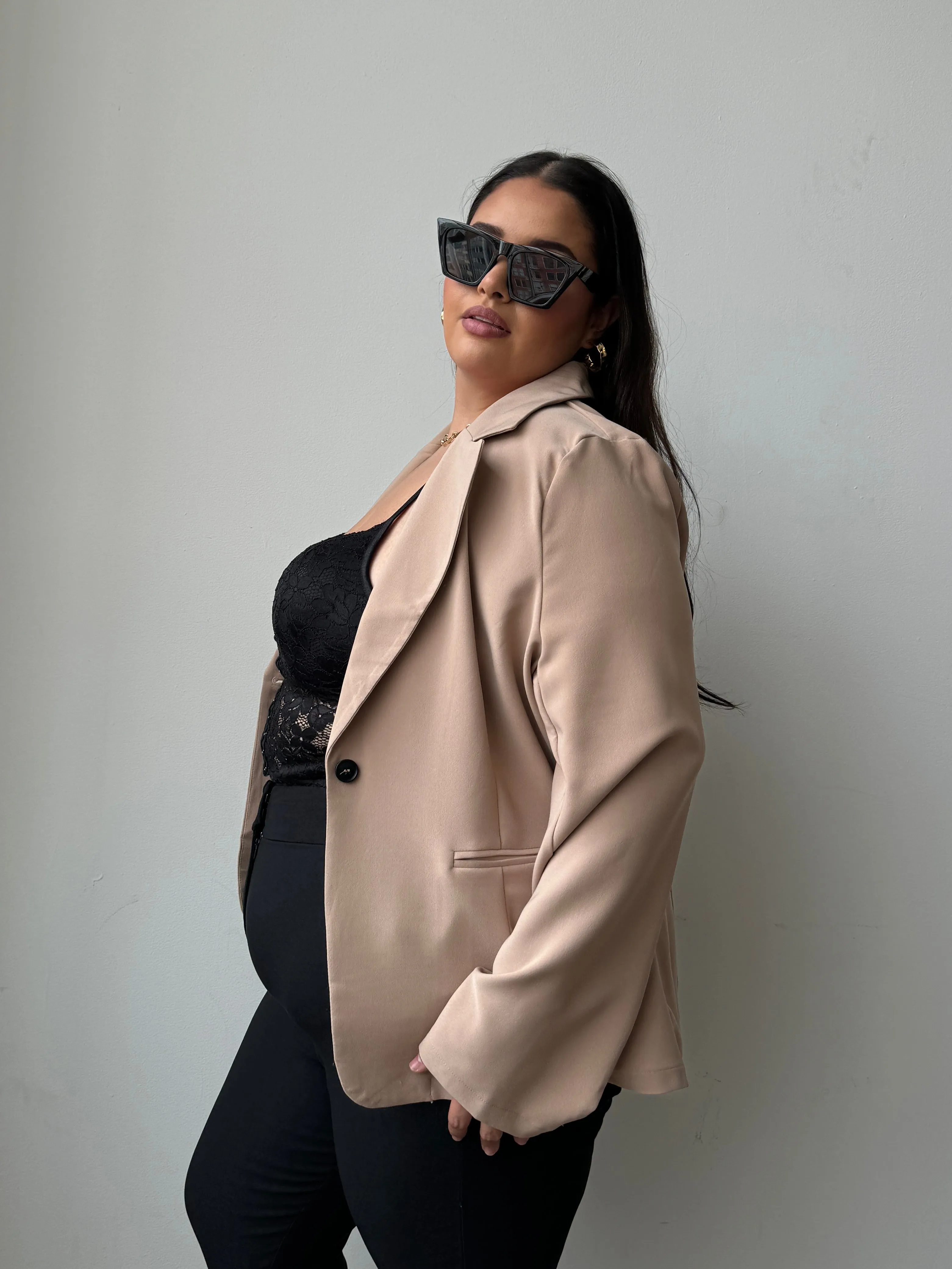 Plus Size One Button Blazer