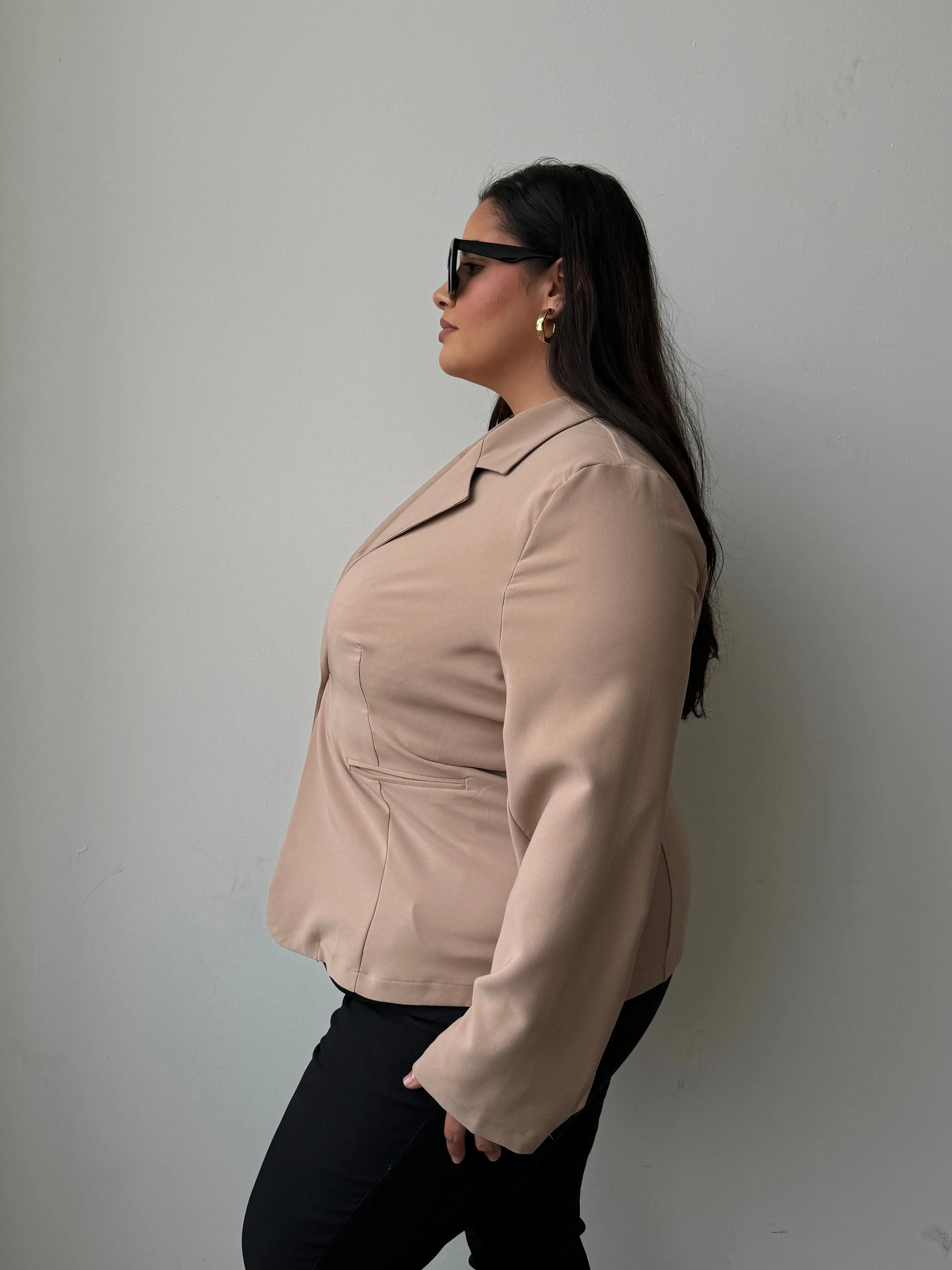 Plus Size One Button Blazer