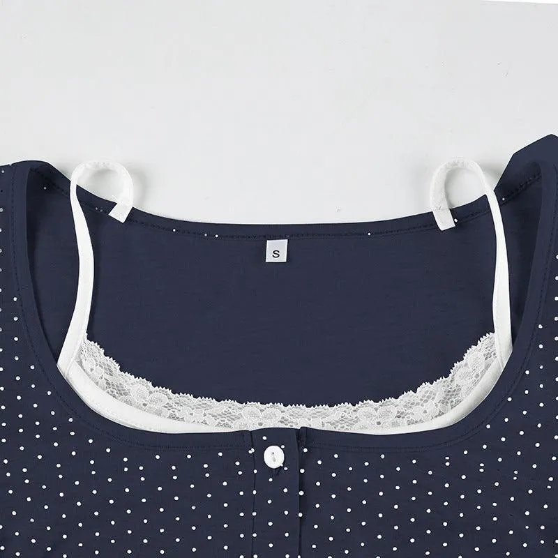 Polka Dot Double-Layer Long Sleeve Top