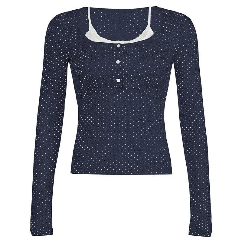 Polka Dot Double-Layer Long Sleeve Top