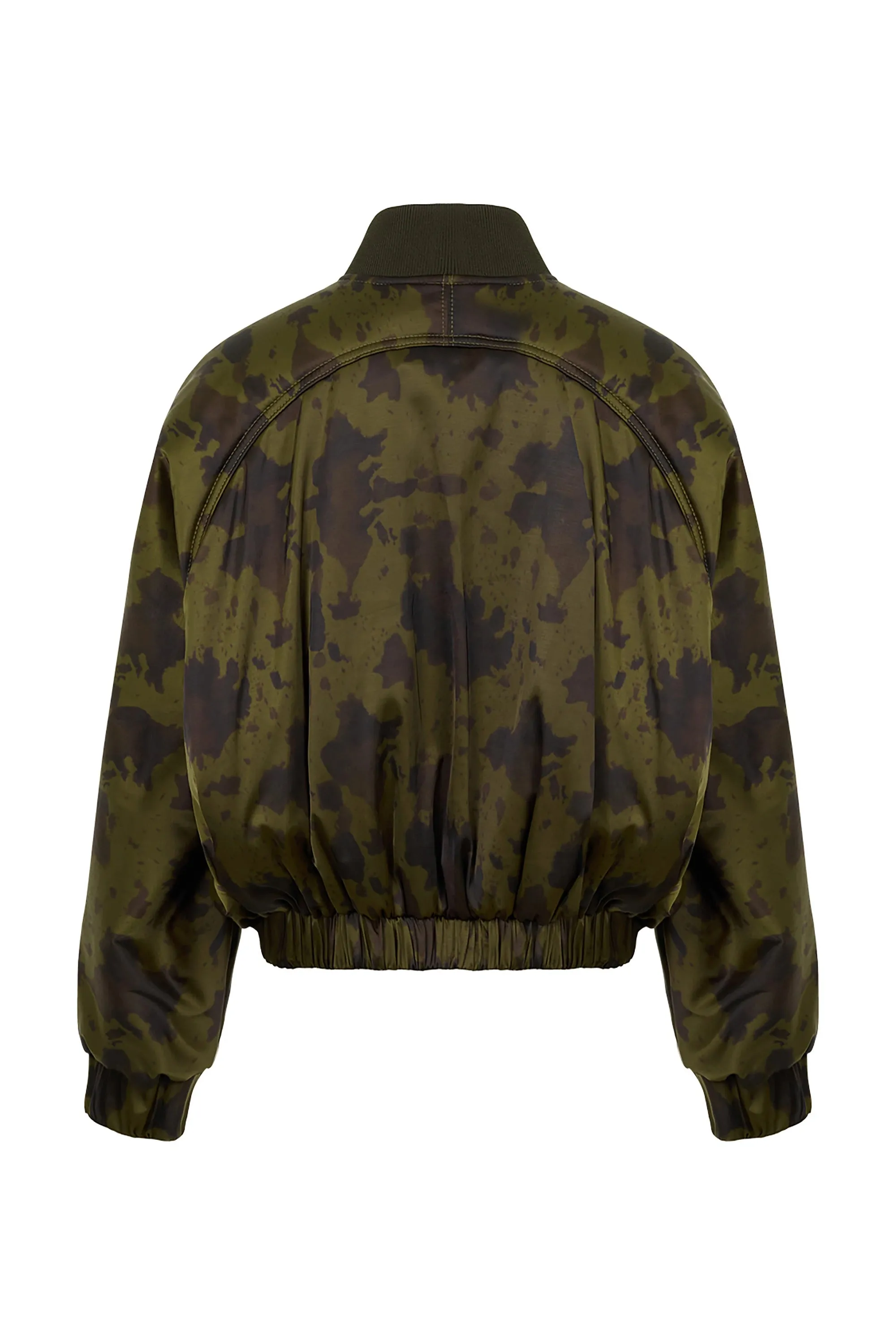 Printed Satin Bomber Jacket