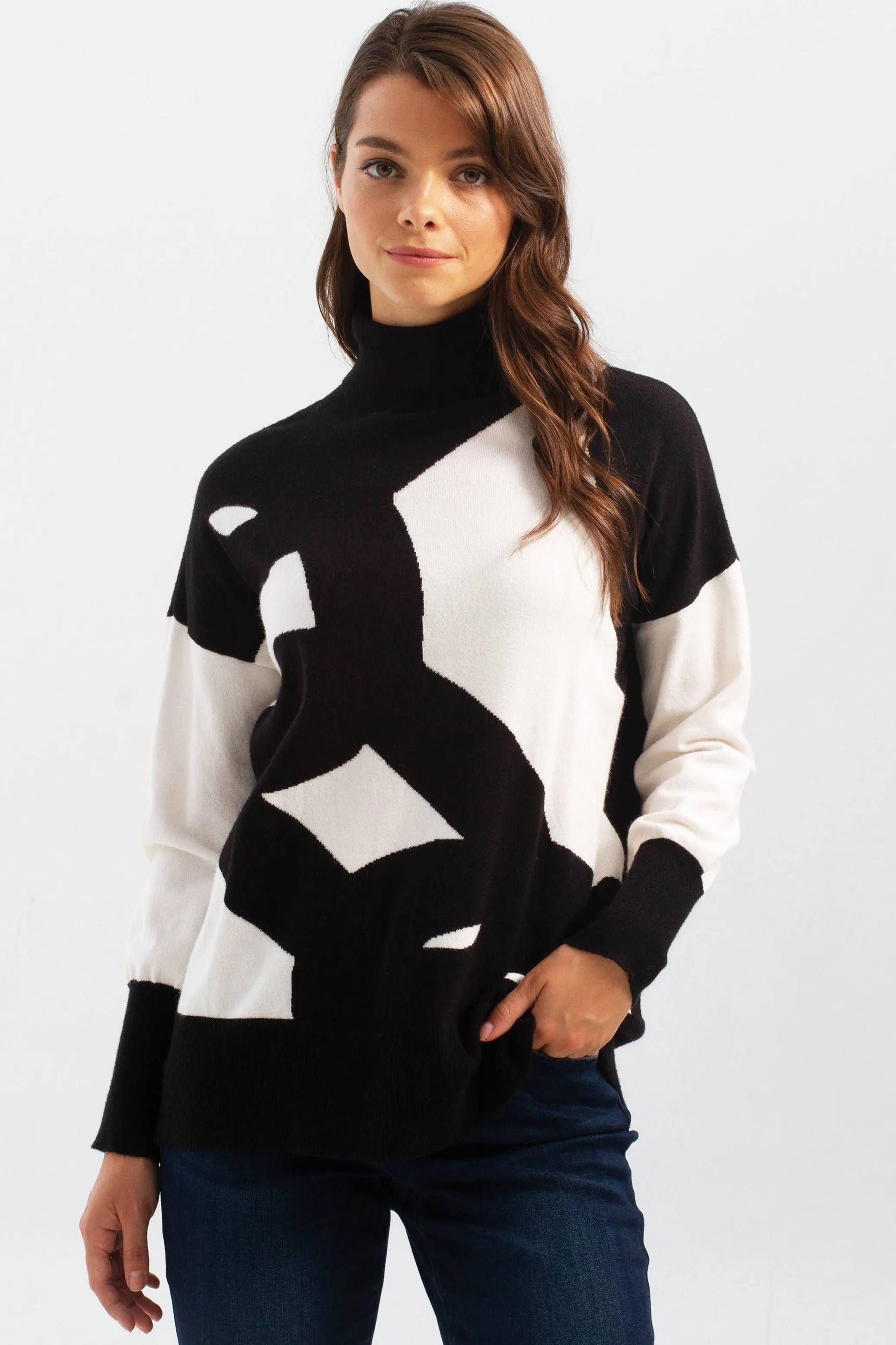 PRINTED TURTLENECK SWEATER