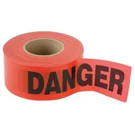 "Danger" Tape, Red Weatherproof Vinyl, 1,000-Ft.