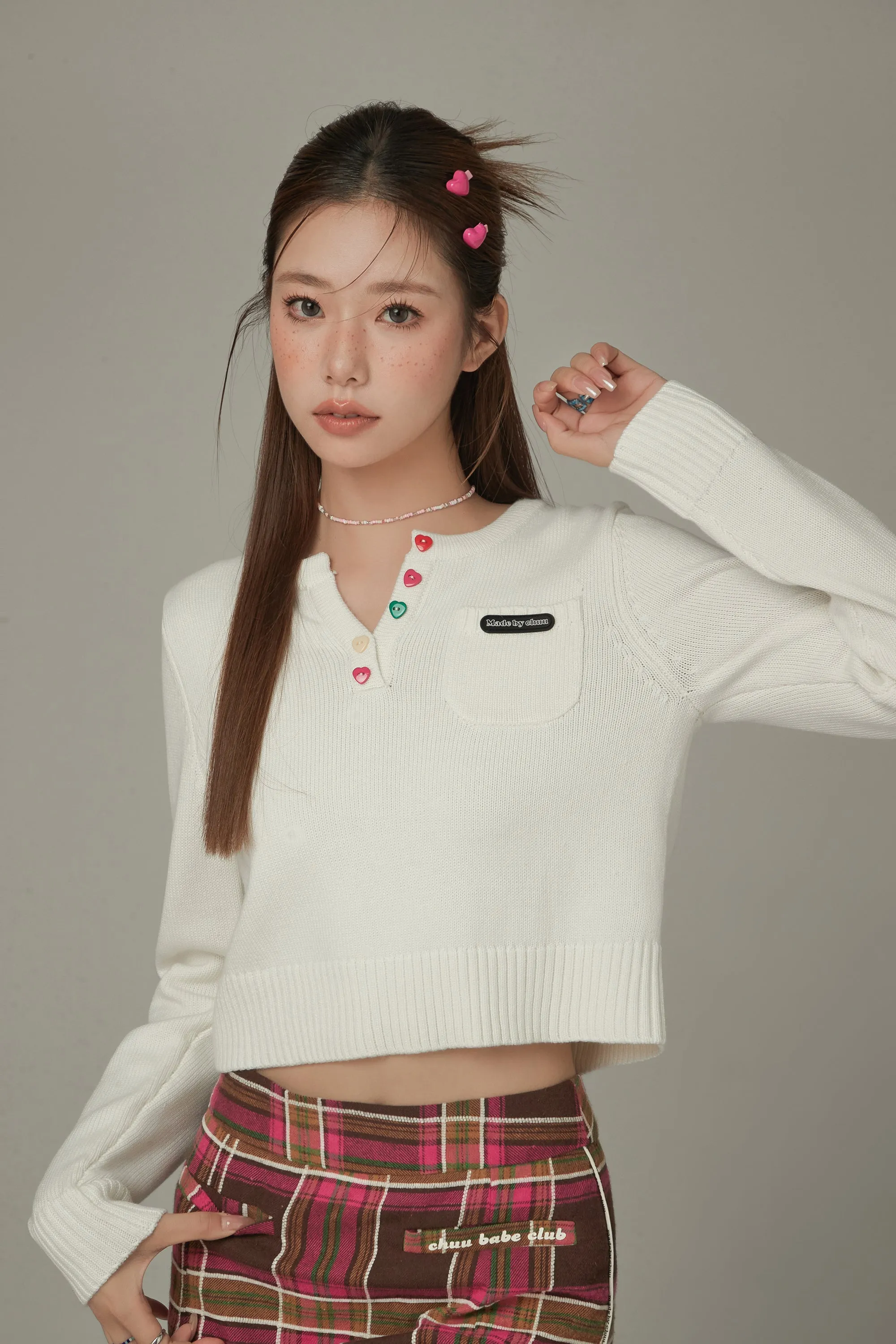 Rainbow Button Knit Top