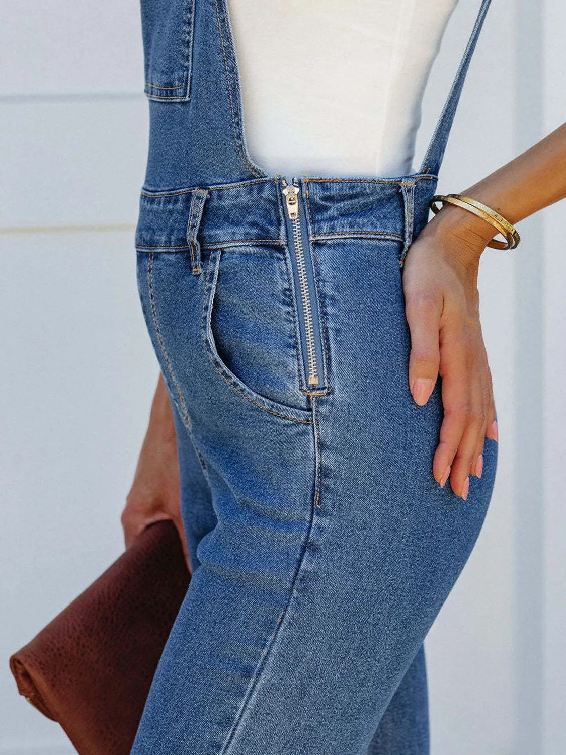 Raw Hem Denim Overall