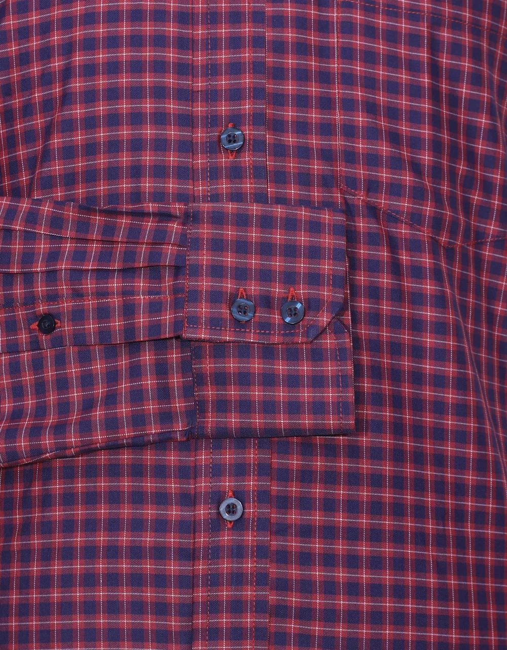 Red And Navy Blue Gingham Check Shirt