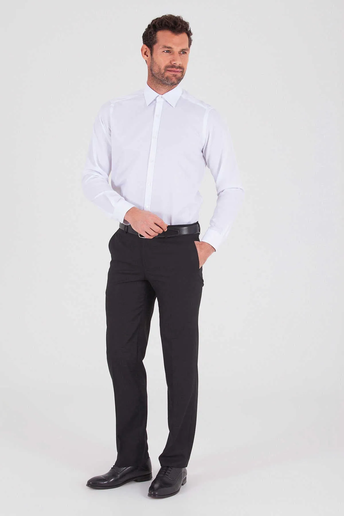 Regular Fit Cotton Blend White Dress Shirt