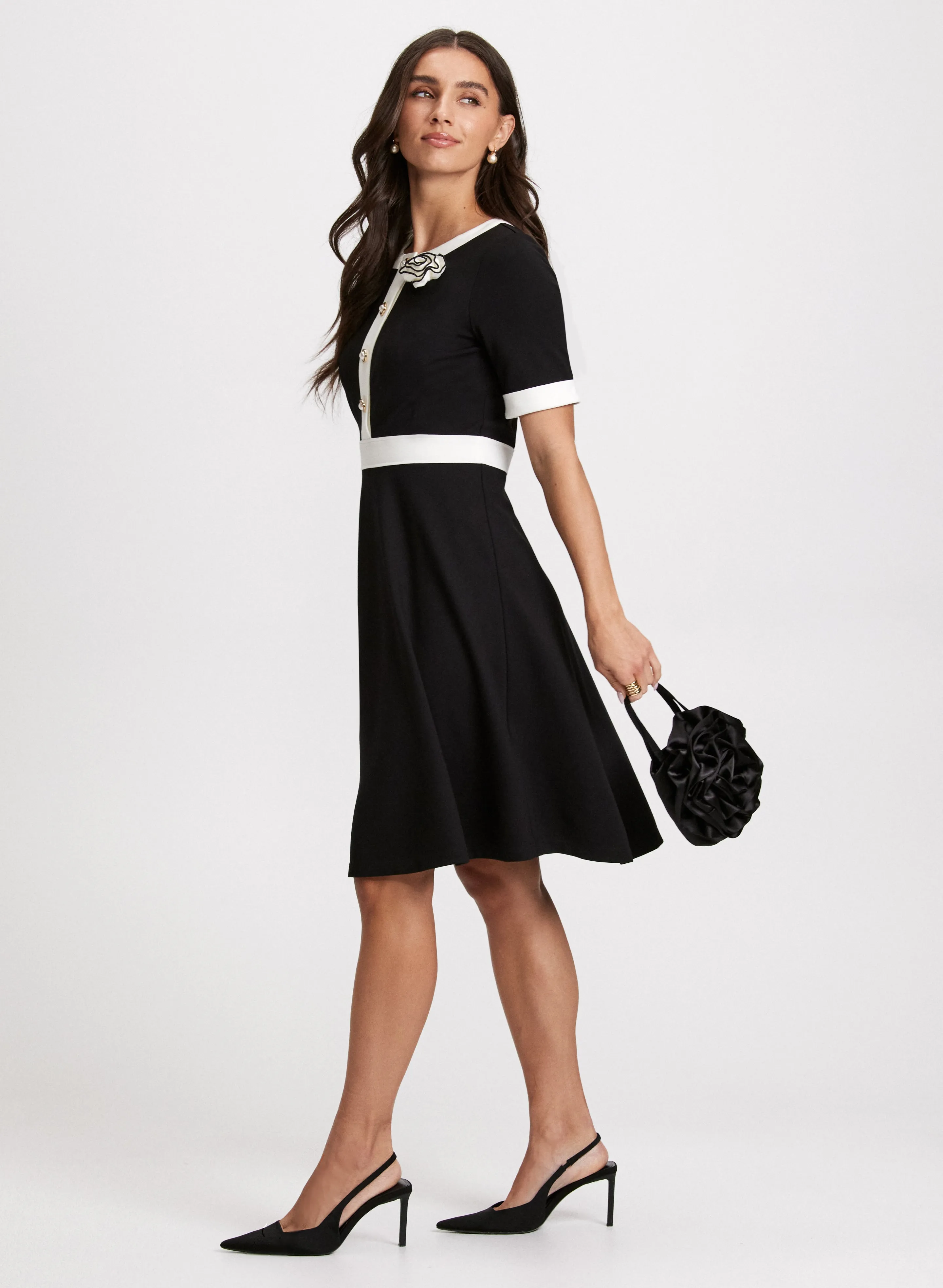 Rosette Embellished Knit Dress