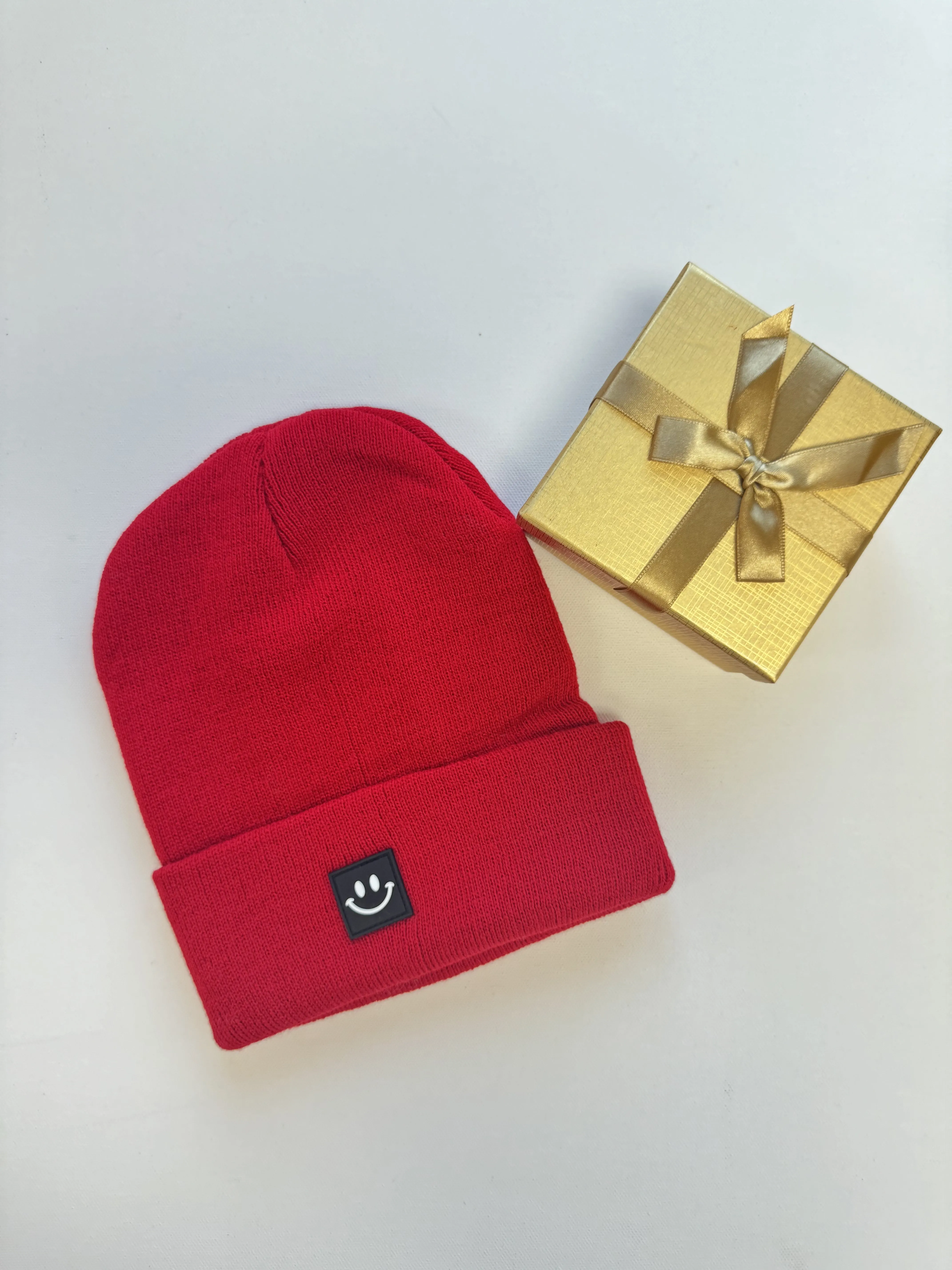 Ruby Smiley Face Patch Beanie