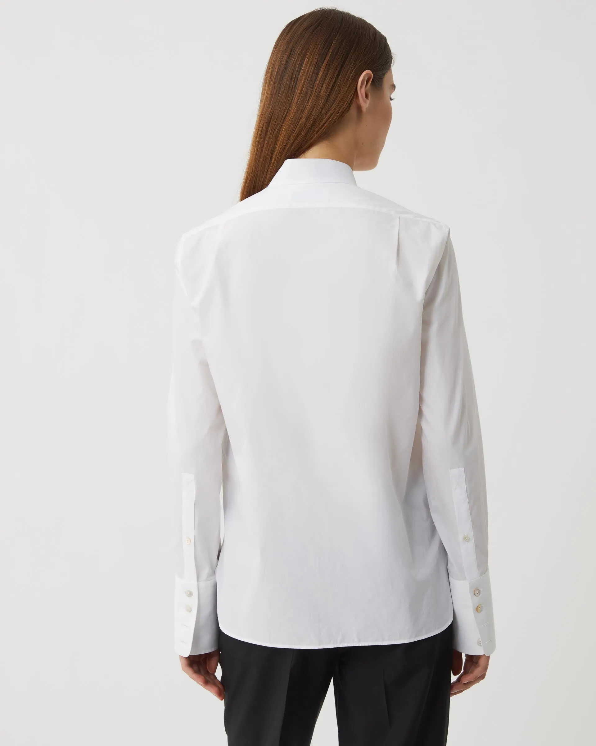 Ruby Tuxedo Shirt in Cotton Poplin, White