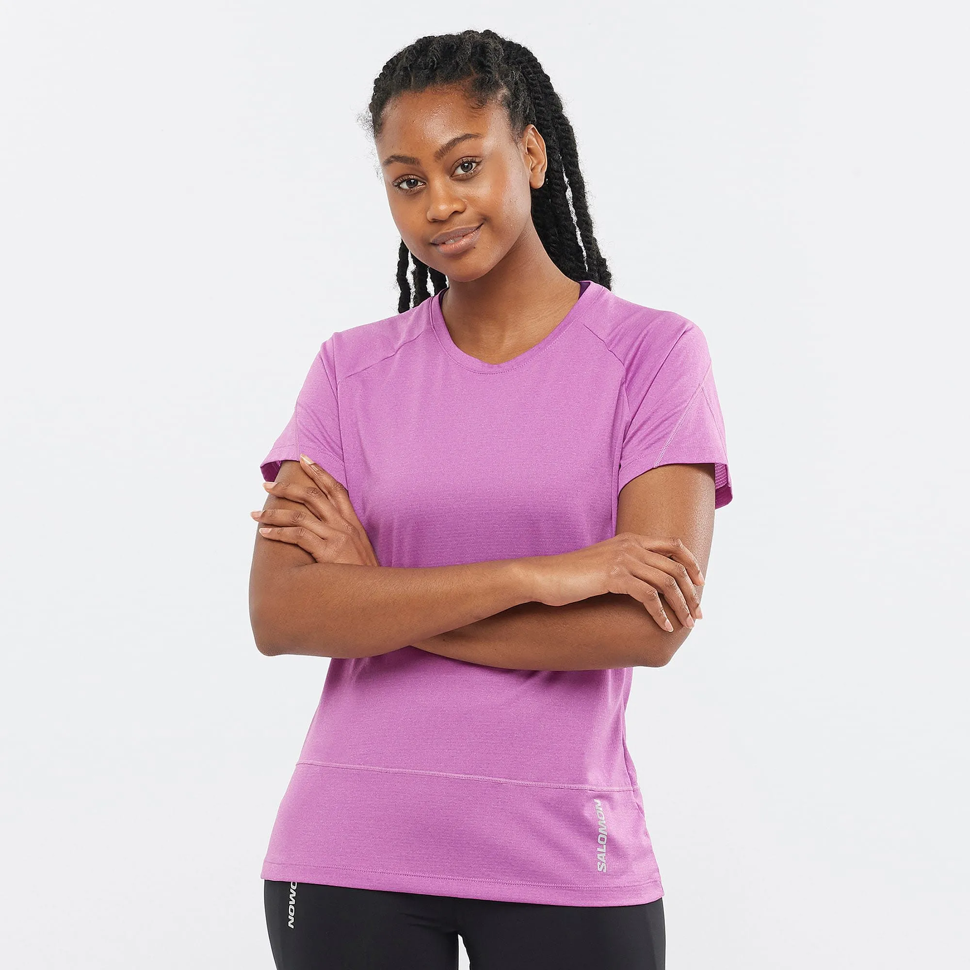 Salomon Women&#x27;s Cross Run SS Tee Sparkling Grape/Heather | Buy Salomon Women&#x27;s Cross Run SS Tee Sparkling Grape/Heather here | Outnorth