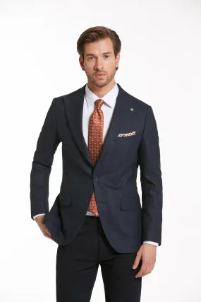 Slim Fit Navy Peak Lapel Casual Blazer