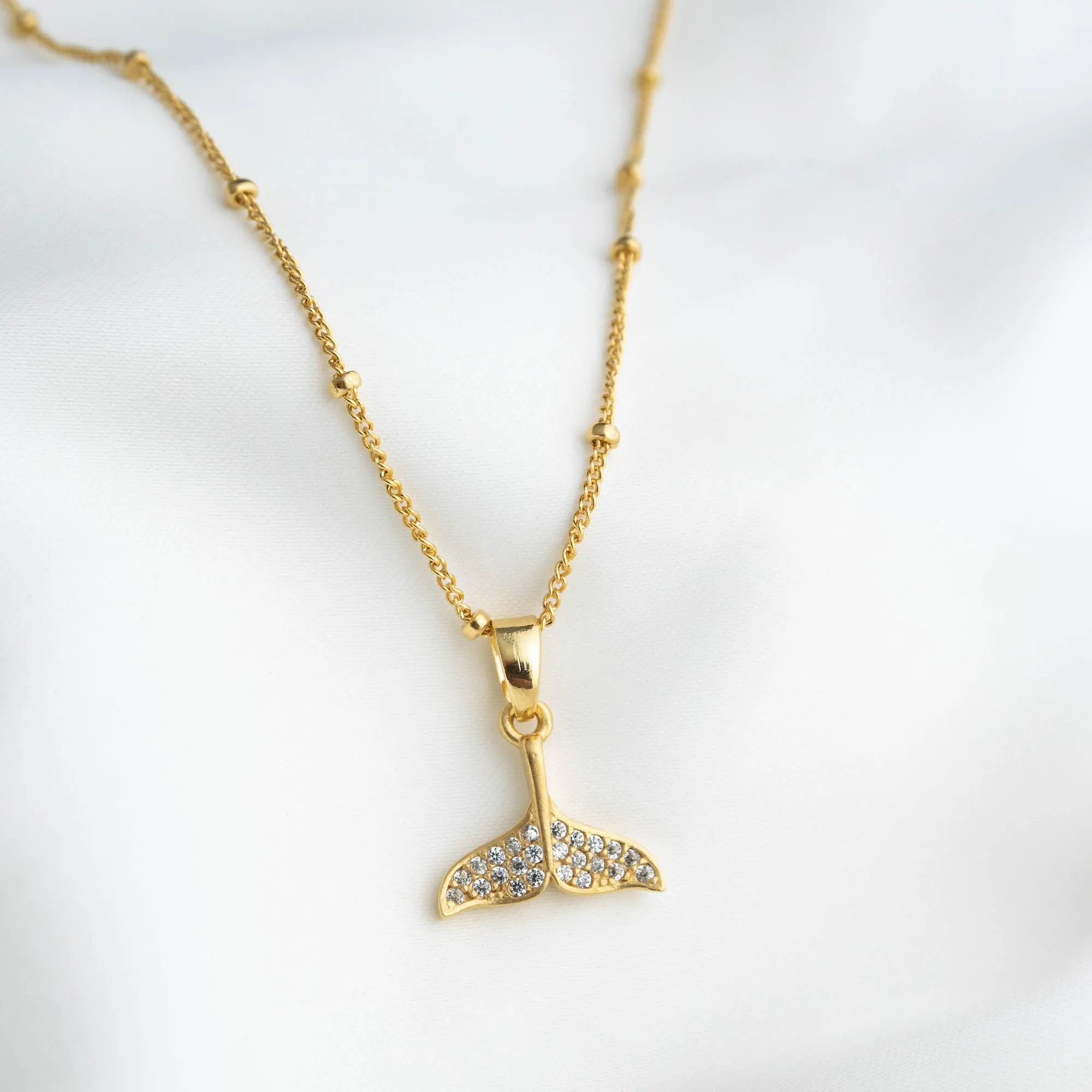 Sparkling Whale Tail Necklace