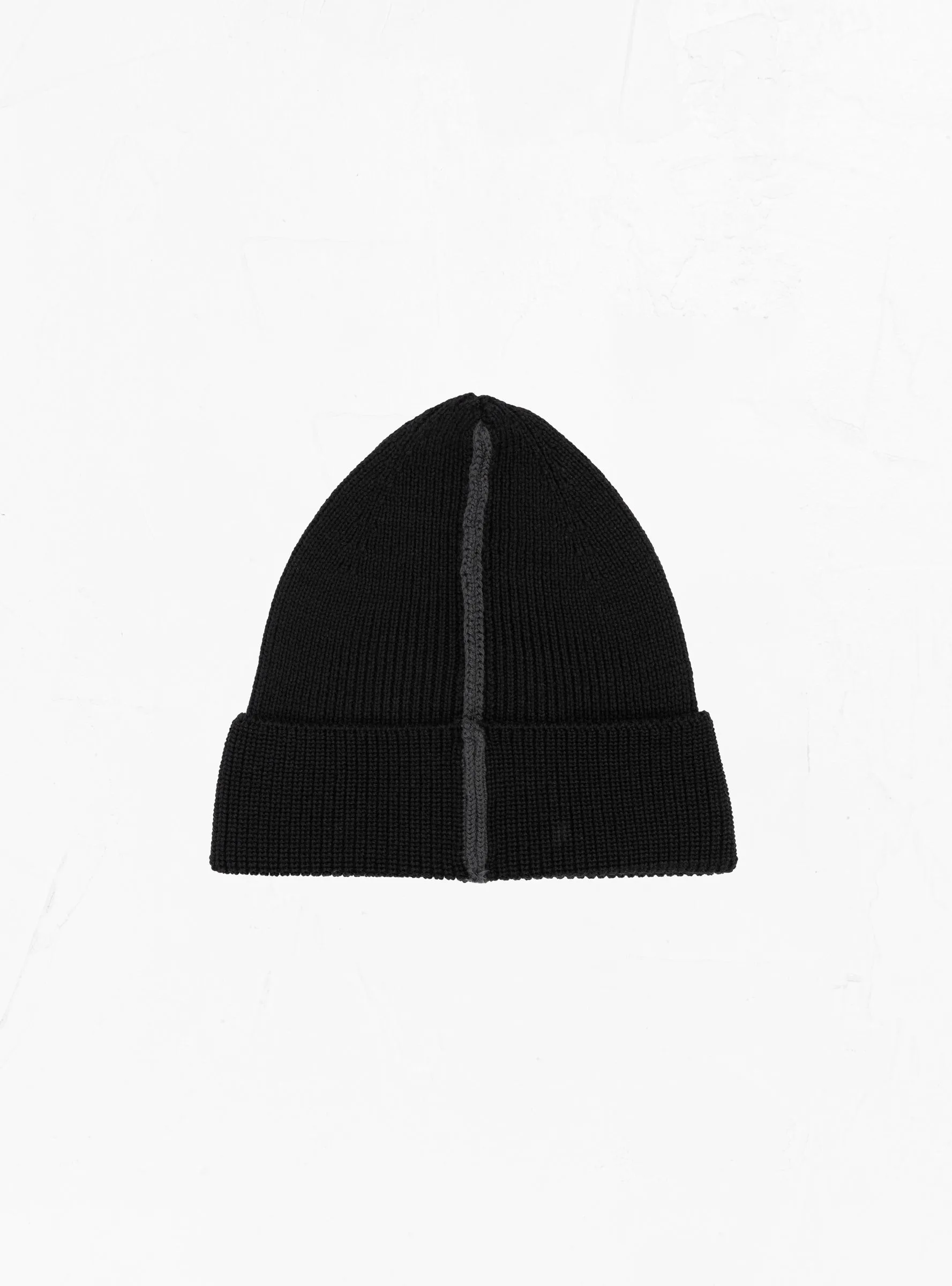 Stripe Rib Merino Wool Beanie Black