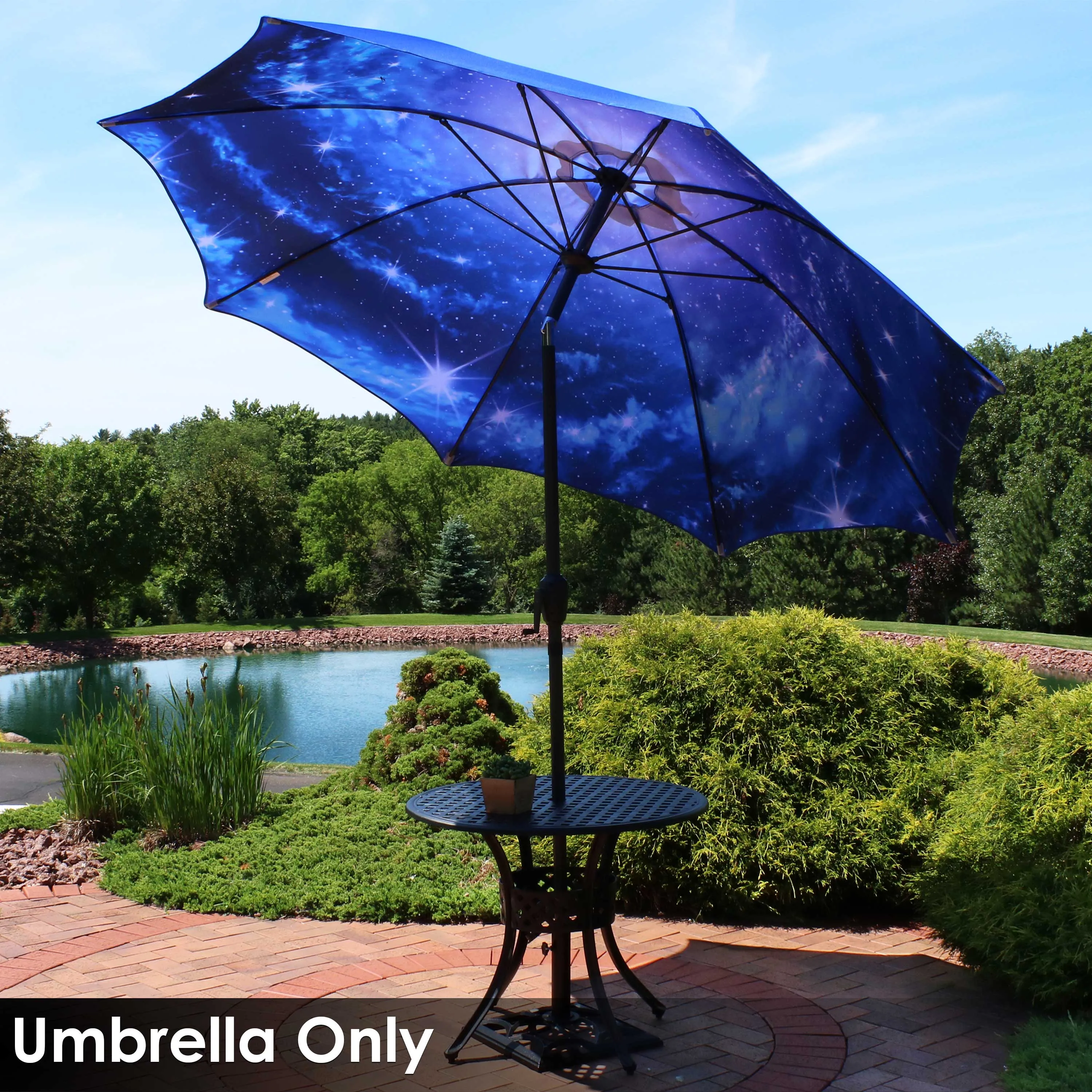 Sunnydaze 9' Market Outdoor Patio Umbrella with Modern Design - Starry Galaxy Design