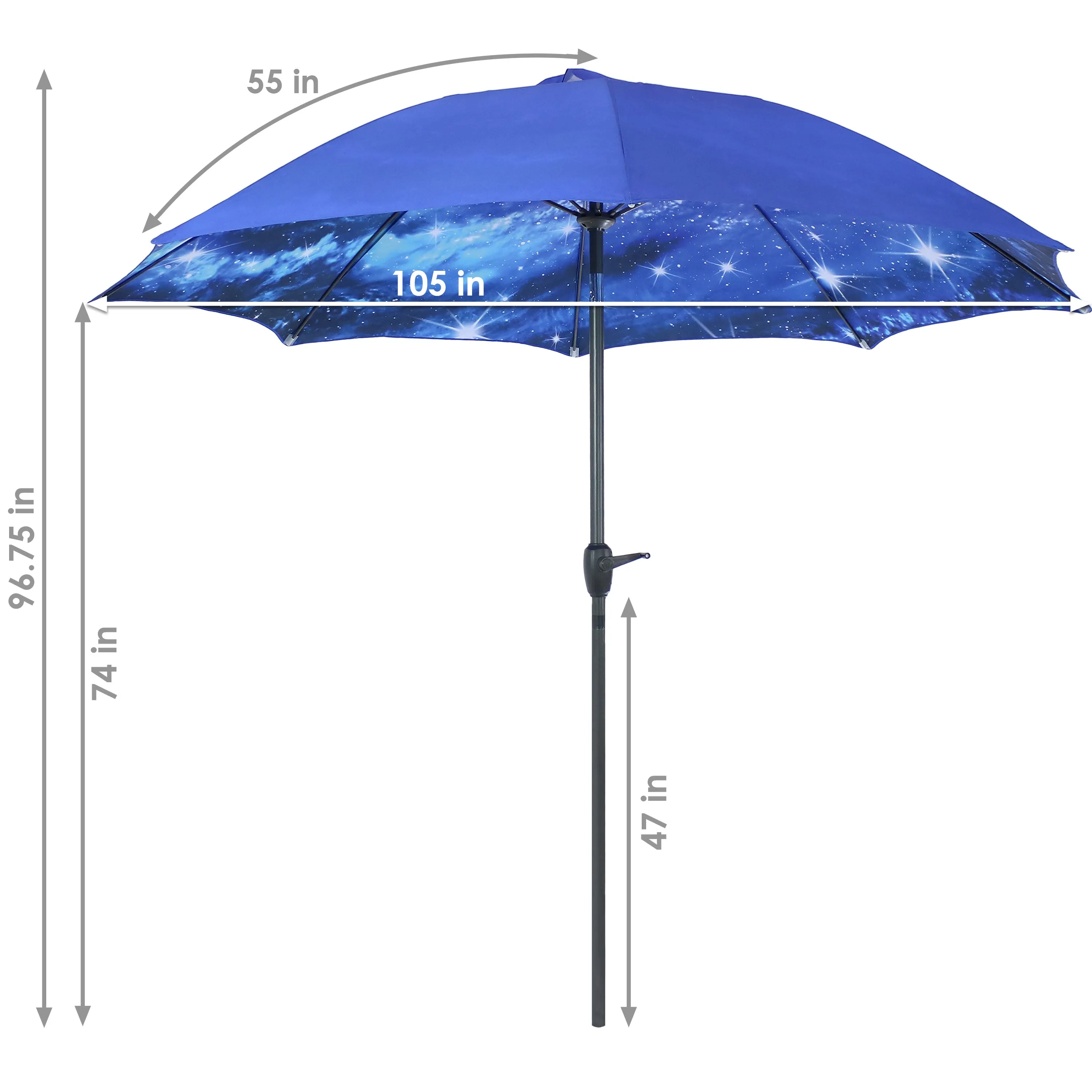 Sunnydaze 9' Market Outdoor Patio Umbrella with Modern Design - Starry Galaxy Design