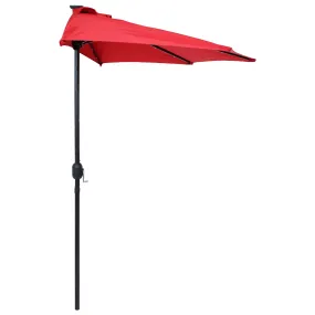 Sunnydaze 9' Solar Outdoor Half Patio Umbrella with LED Lights