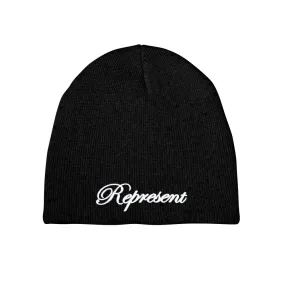 The Classic Script Embroidered Beanie [BLACK X WHITE] LIMITED BATCH