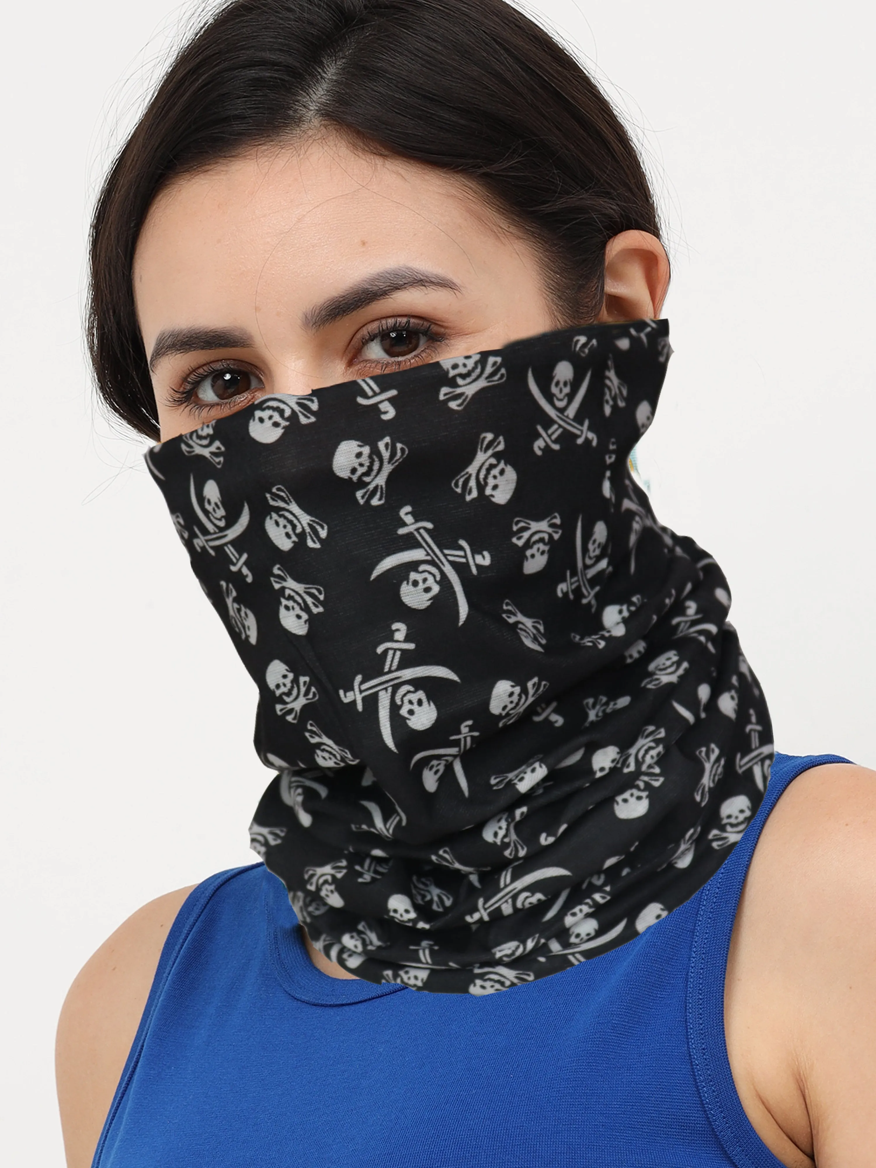 UrGear Men Women Unisex Adults and Kids Black White Printed Bamboo Anti Microbial Multipurpose FREE SIZE Bandana