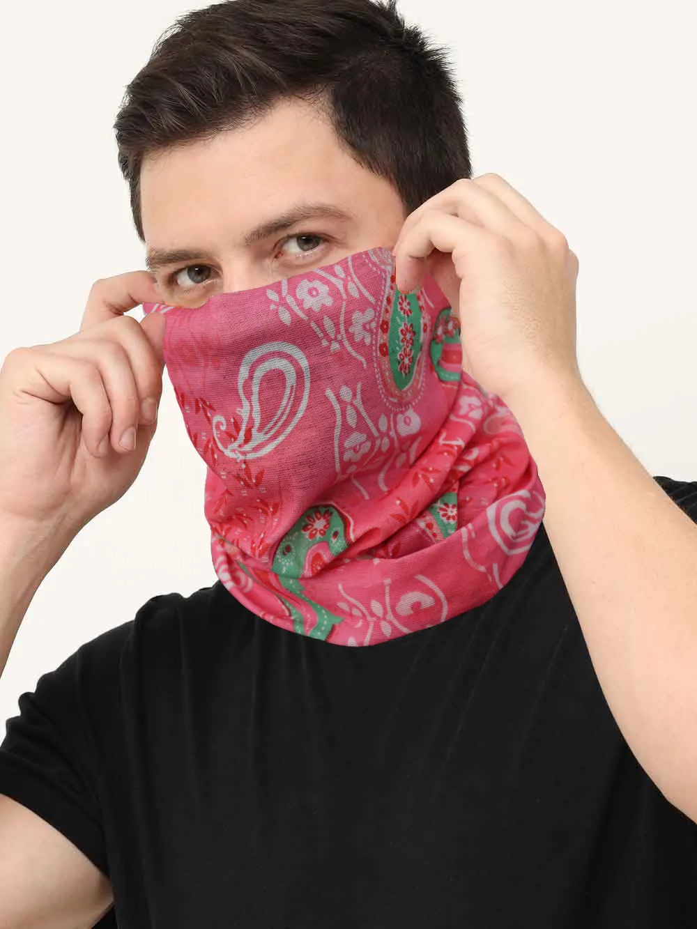 UrGear Men Women Unisex Adults and Kids Pink Printed Bamboo Anti Microbial Multipurpose FREE SIZE Bandana