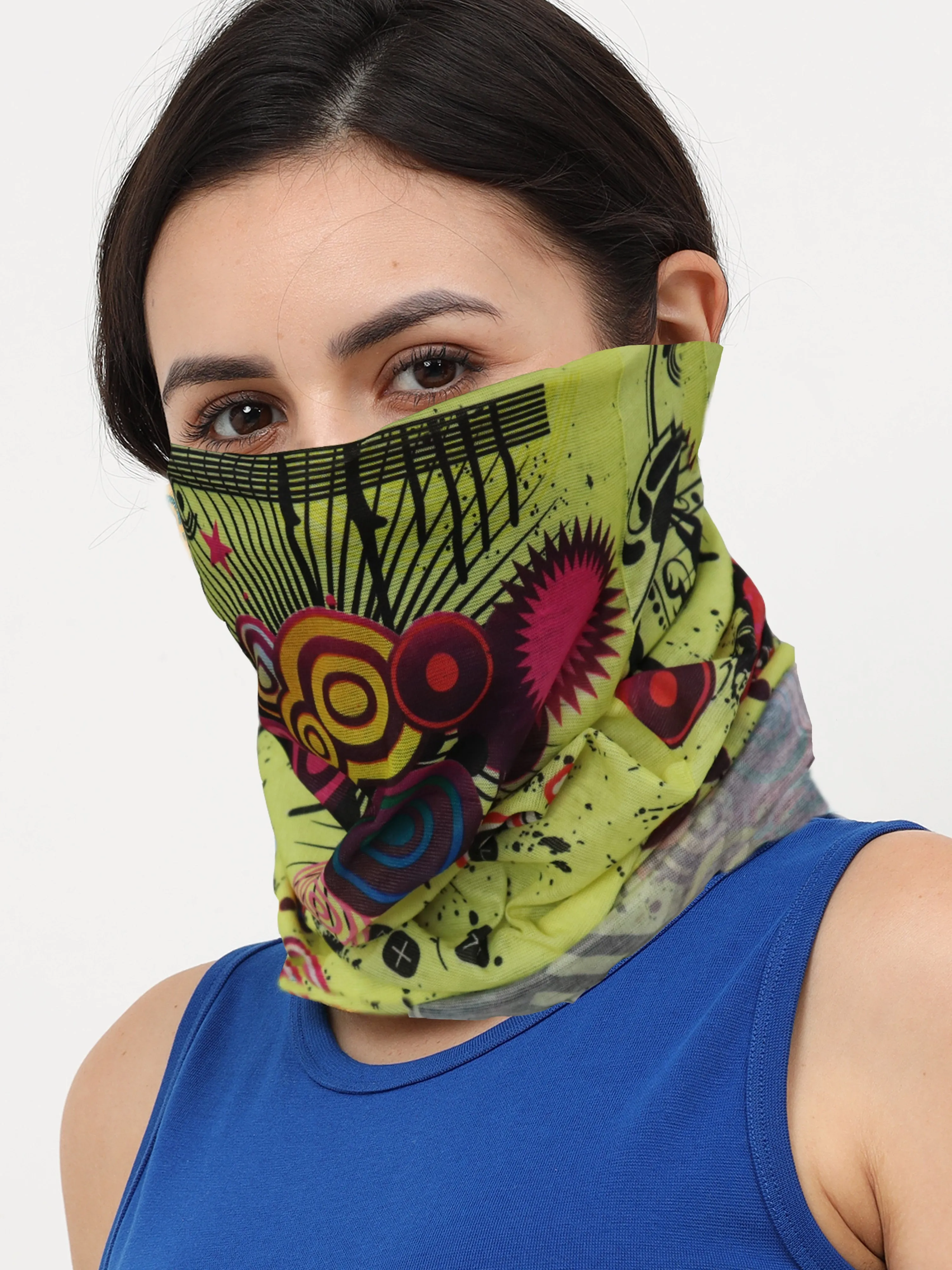 UrGear Men Women Unisex Adults and Kids Yellow Printed Bamboo Anti Microbial Multipurpose FREE SIZE Bandana