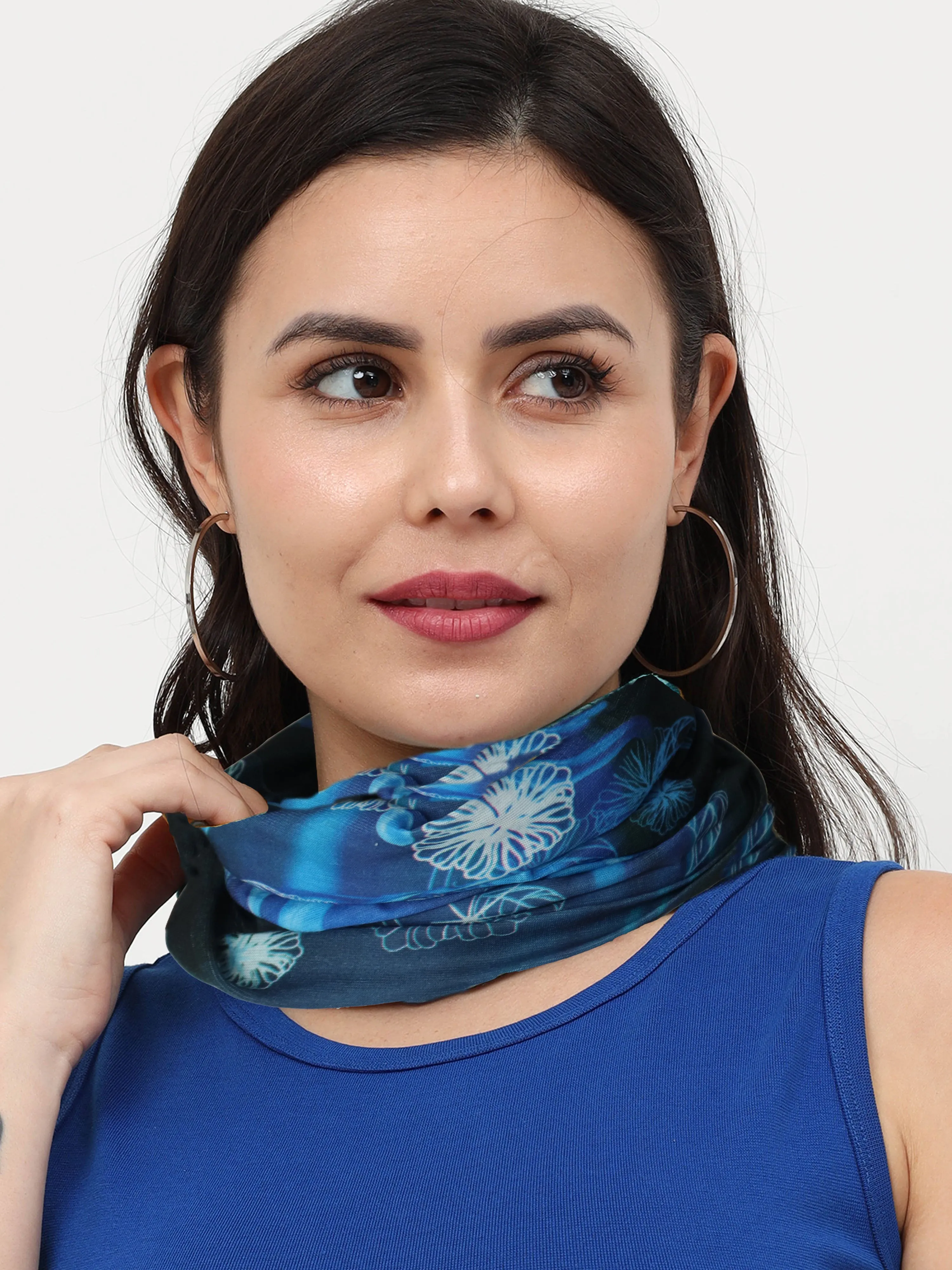 UrGear Unisex Adults and Kids Blue Printed Bamboo Anti Microbial Multipurpose FREE SIZE Bandana