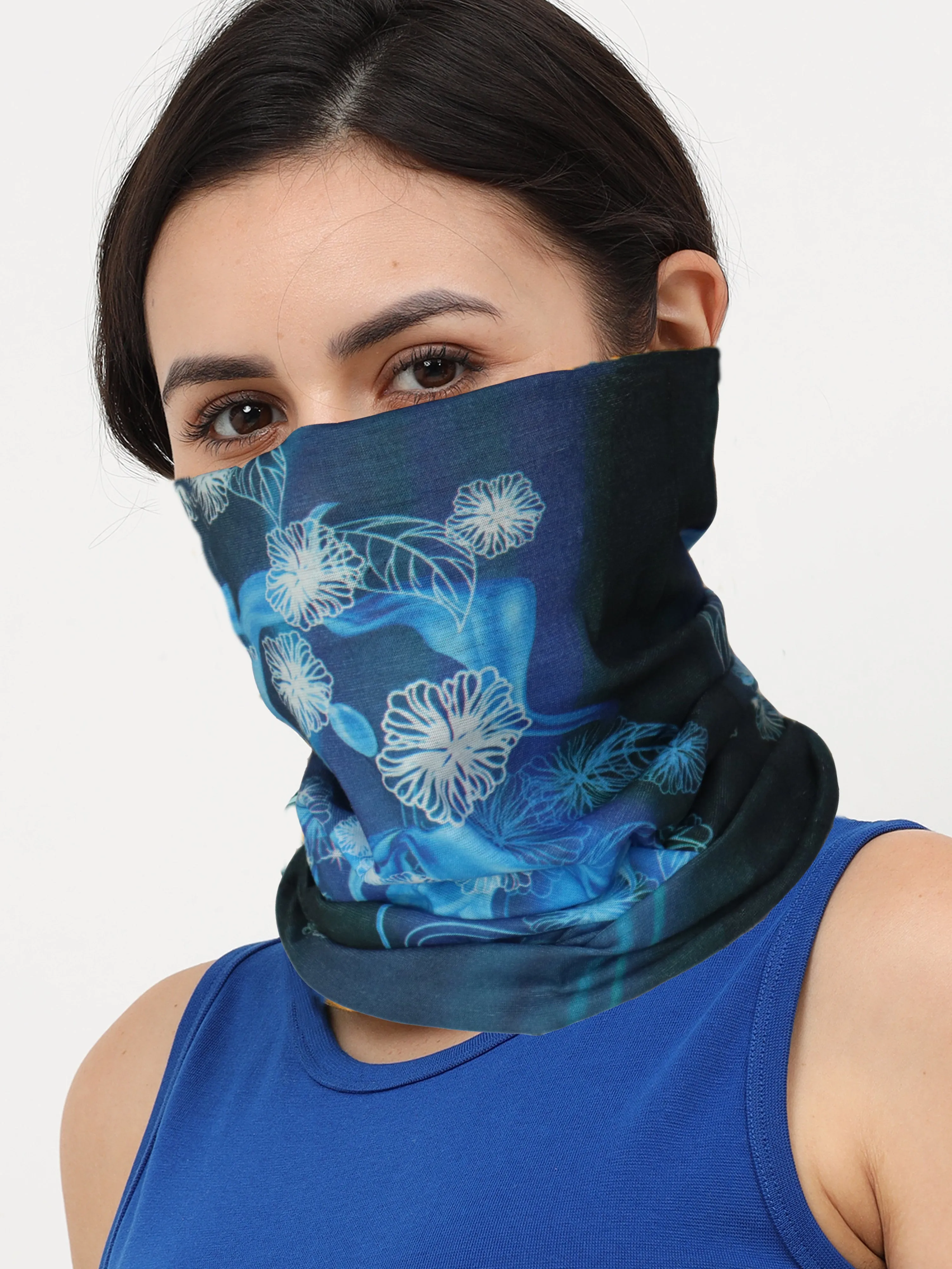 UrGear Unisex Adults and Kids Blue Printed Bamboo Anti Microbial Multipurpose FREE SIZE Bandana