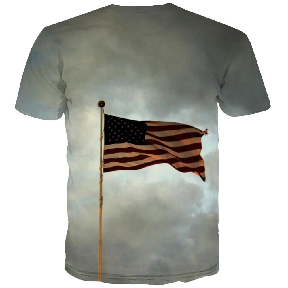 USA T-shirt Men Flag Tshirts Novelty Statue Tshirt Anime Country Tshirts Casual