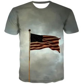 USA T-shirt Men Flag Tshirts Novelty Statue Tshirt Anime Country Tshirts Casual