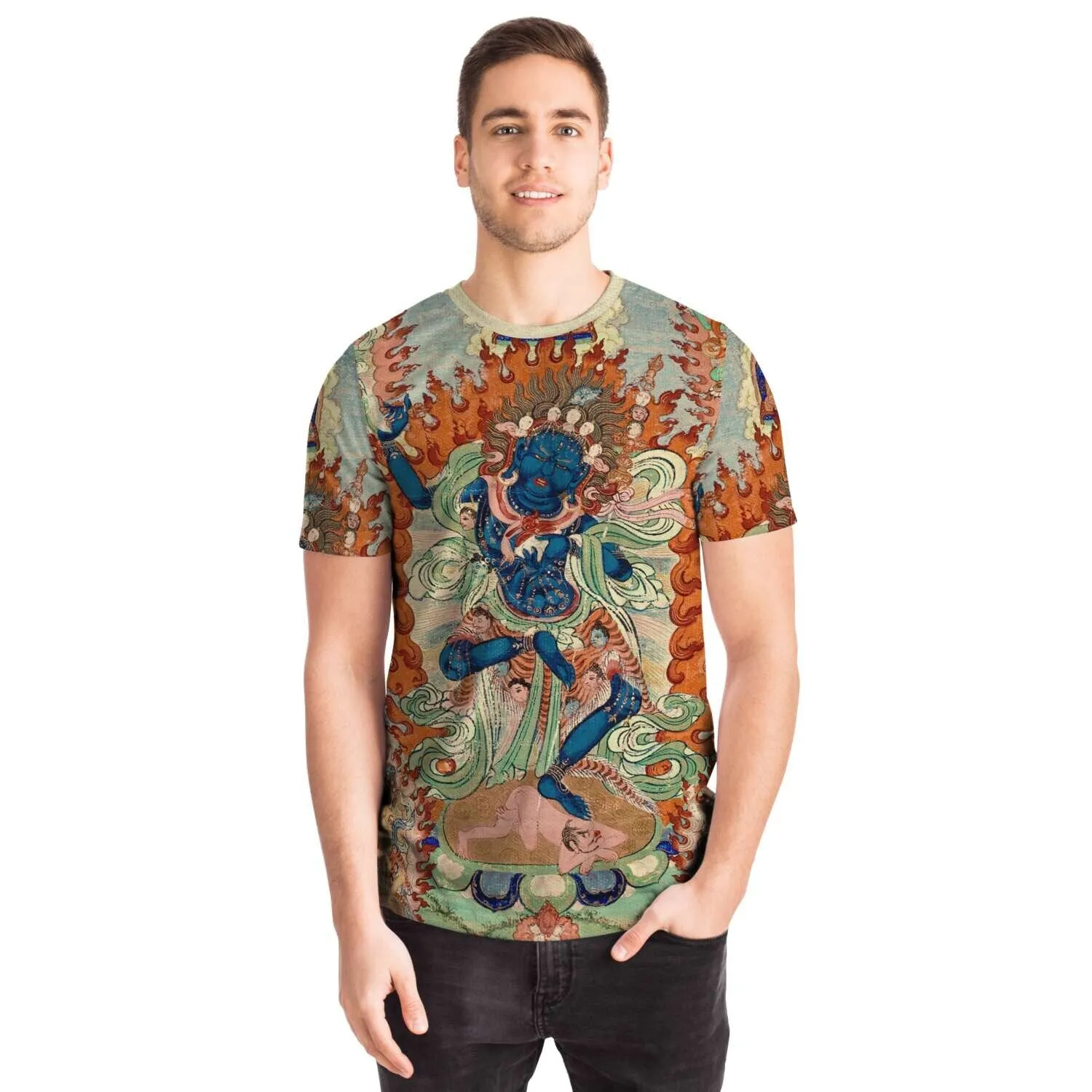 Vajravarahi (Krodha Kali) Tibetan-Chinese Vajrayana Buddhist Tantric Goddess Thangka Antique Vintage Folk Mythology Mahayana Art Tee T-Shirt