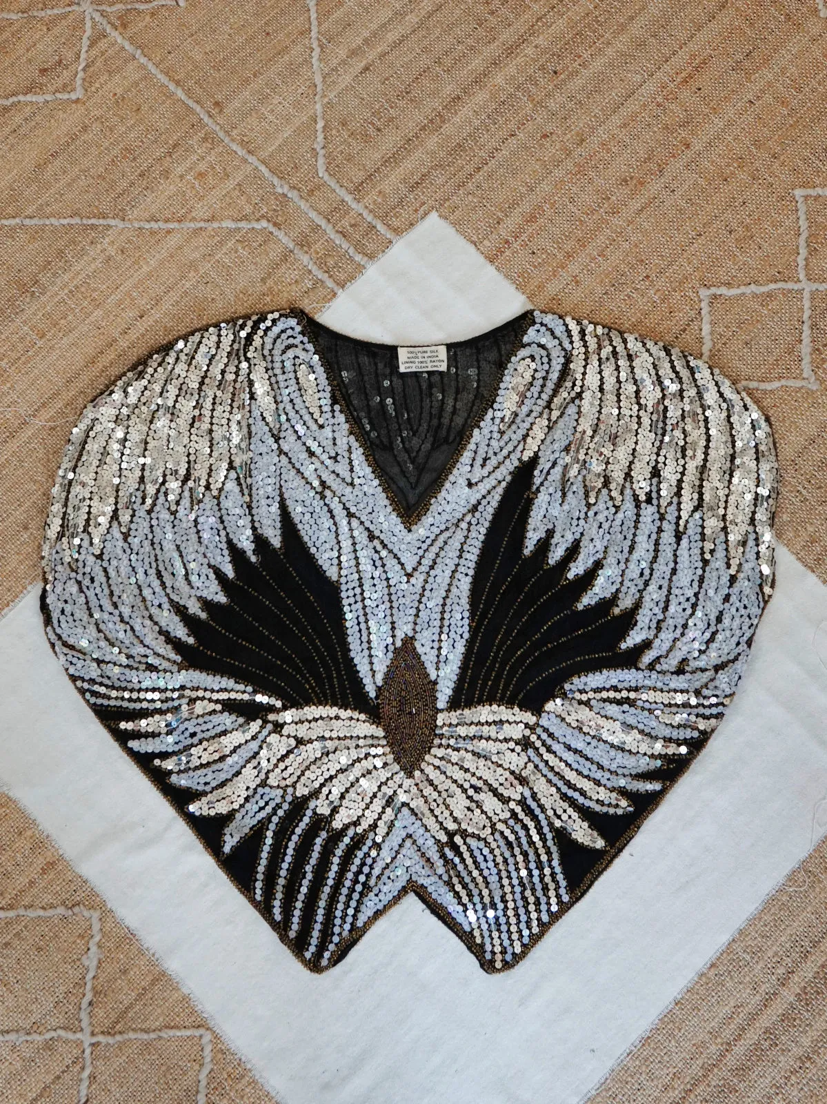 Vintage Butterfly Silk Sequin Top