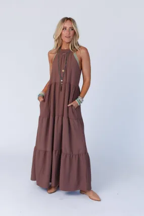 Women's Scarlett Baby Waffle Tiered Maxi Dress / Mocha