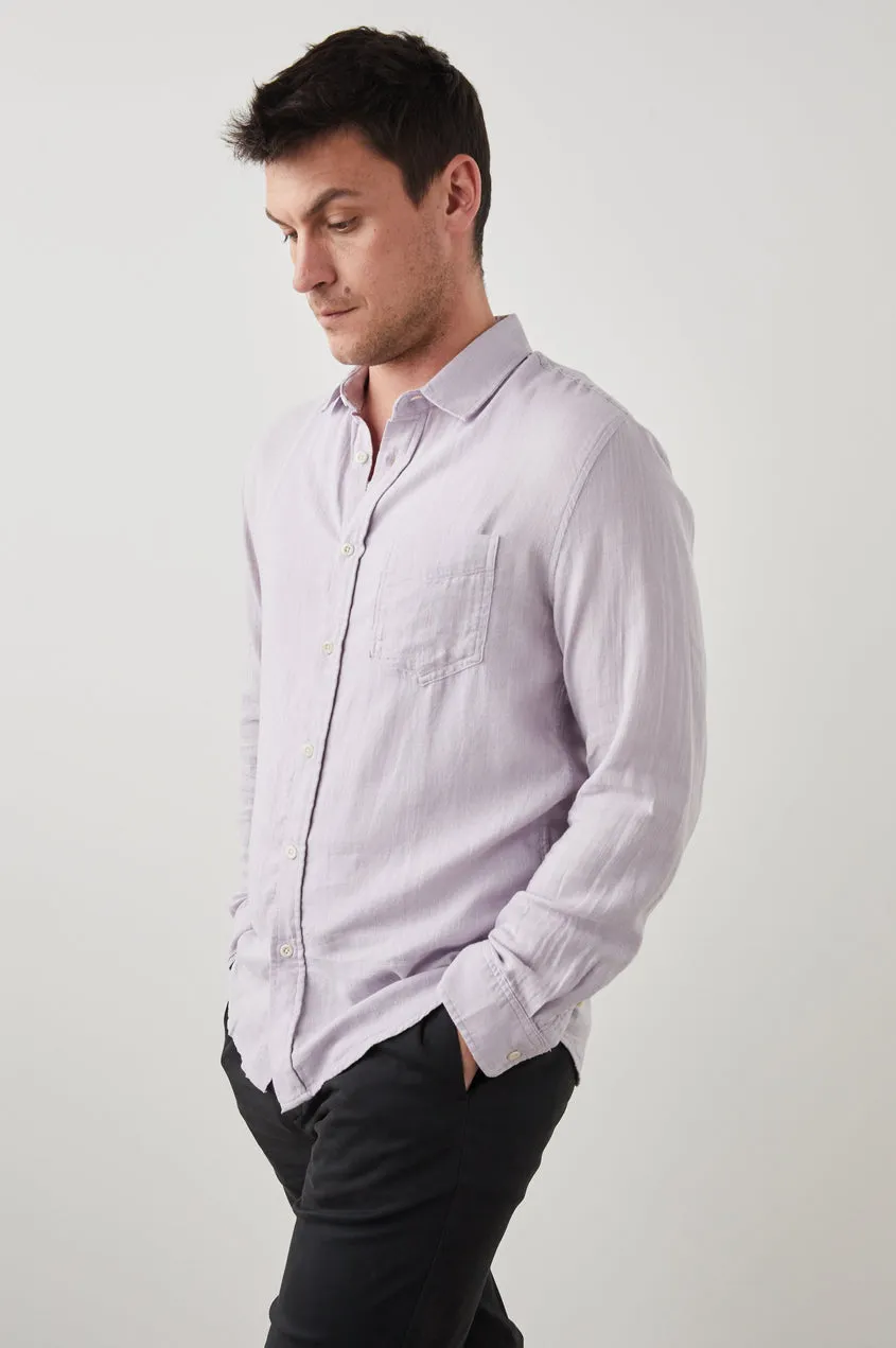 Wyatt Long Sleeve Button Up Shirt in Lavender