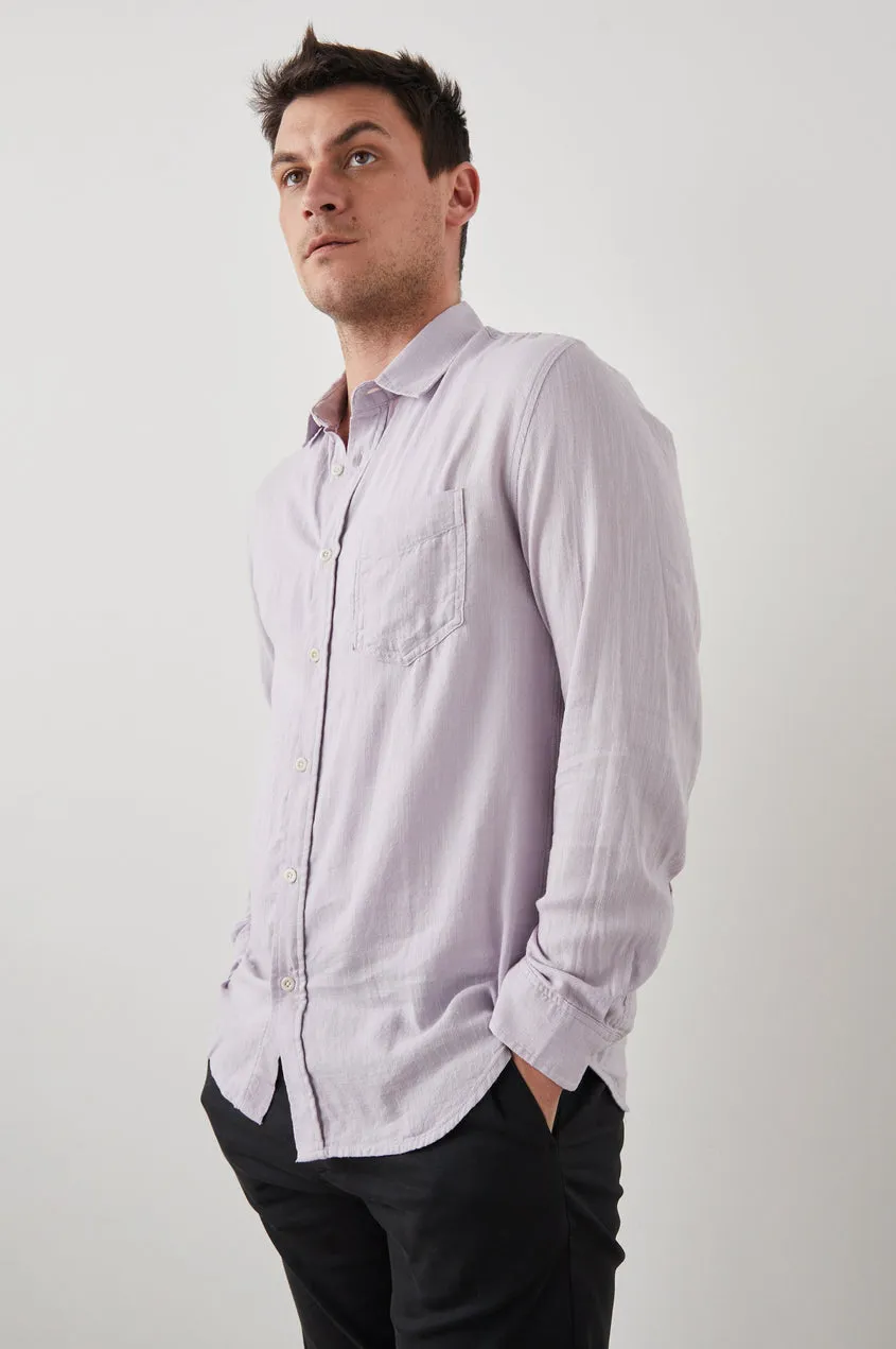 Wyatt Long Sleeve Button Up Shirt in Lavender