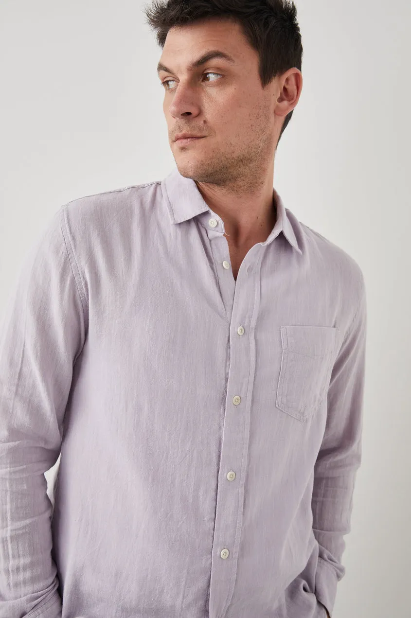 Wyatt Long Sleeve Button Up Shirt in Lavender