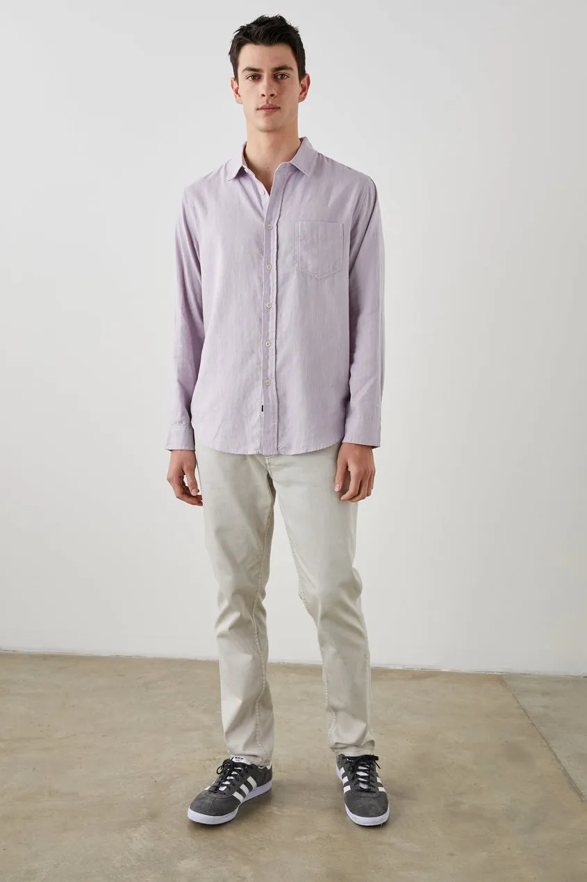 Wyatt Long Sleeve Button Up Shirt in Lavender