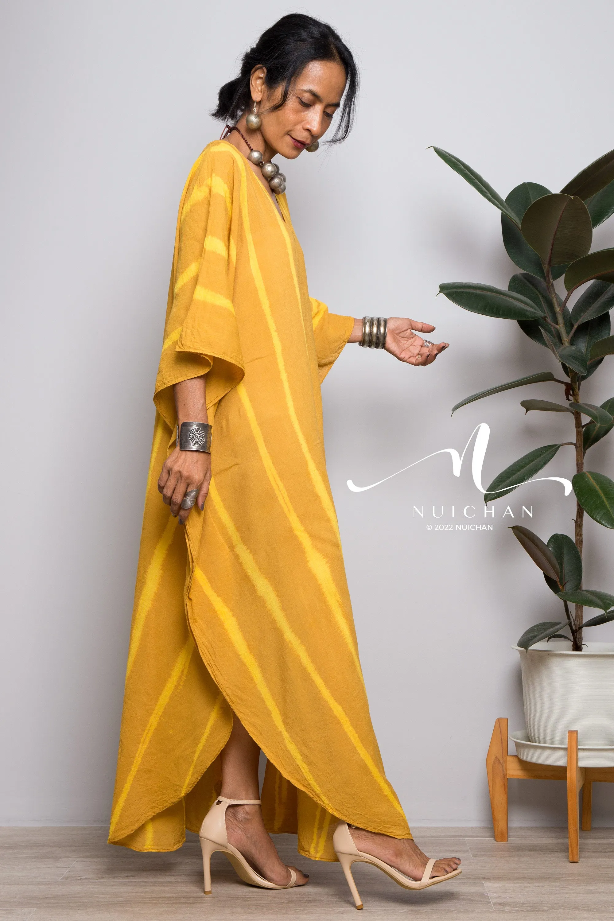 Yellow Tie dye kaftan