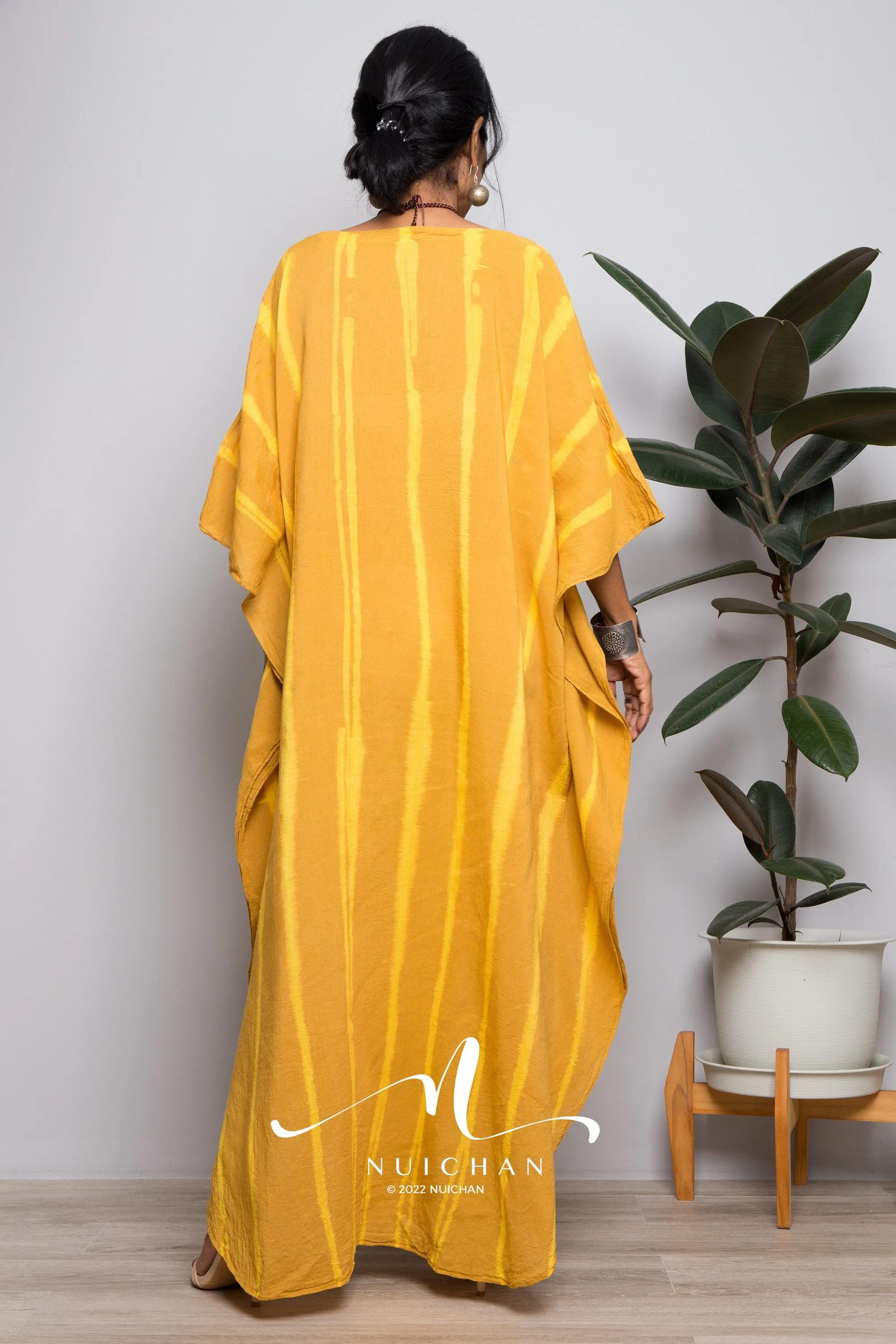 Yellow Tie dye kaftan