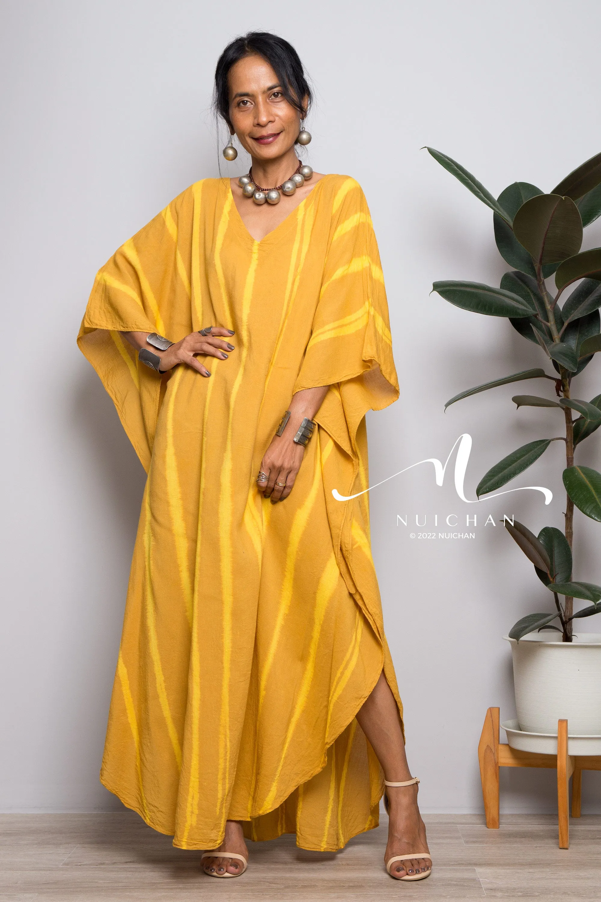 Yellow Tie dye kaftan