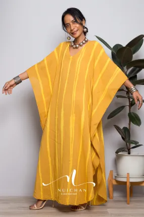 Yellow Tie dye kaftan